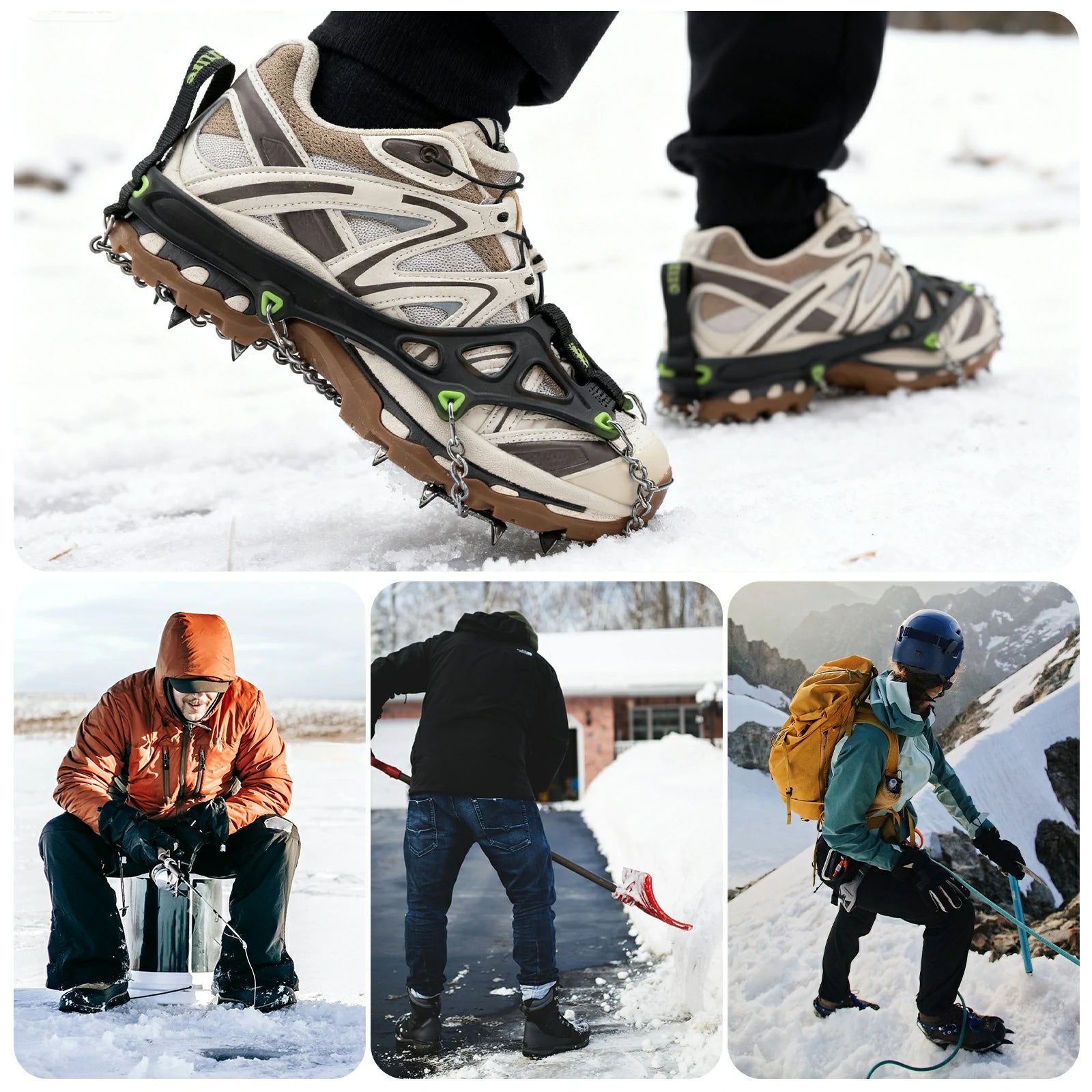 ice traction cleats with 22 stainless steel spikes for secure grip on snow and ice