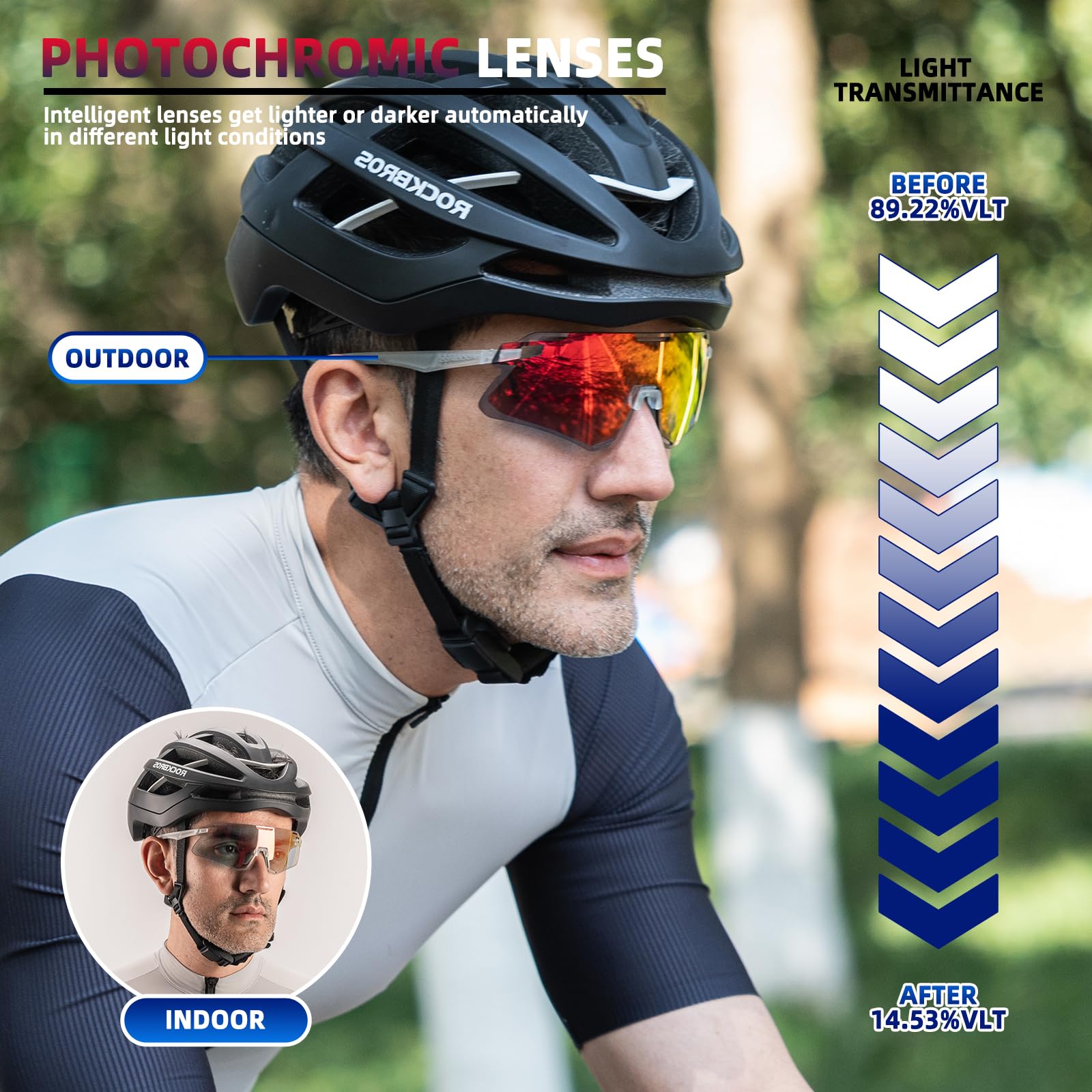 ROCKBROS Photochromic Cycling Sunglasses Frameless - SP318