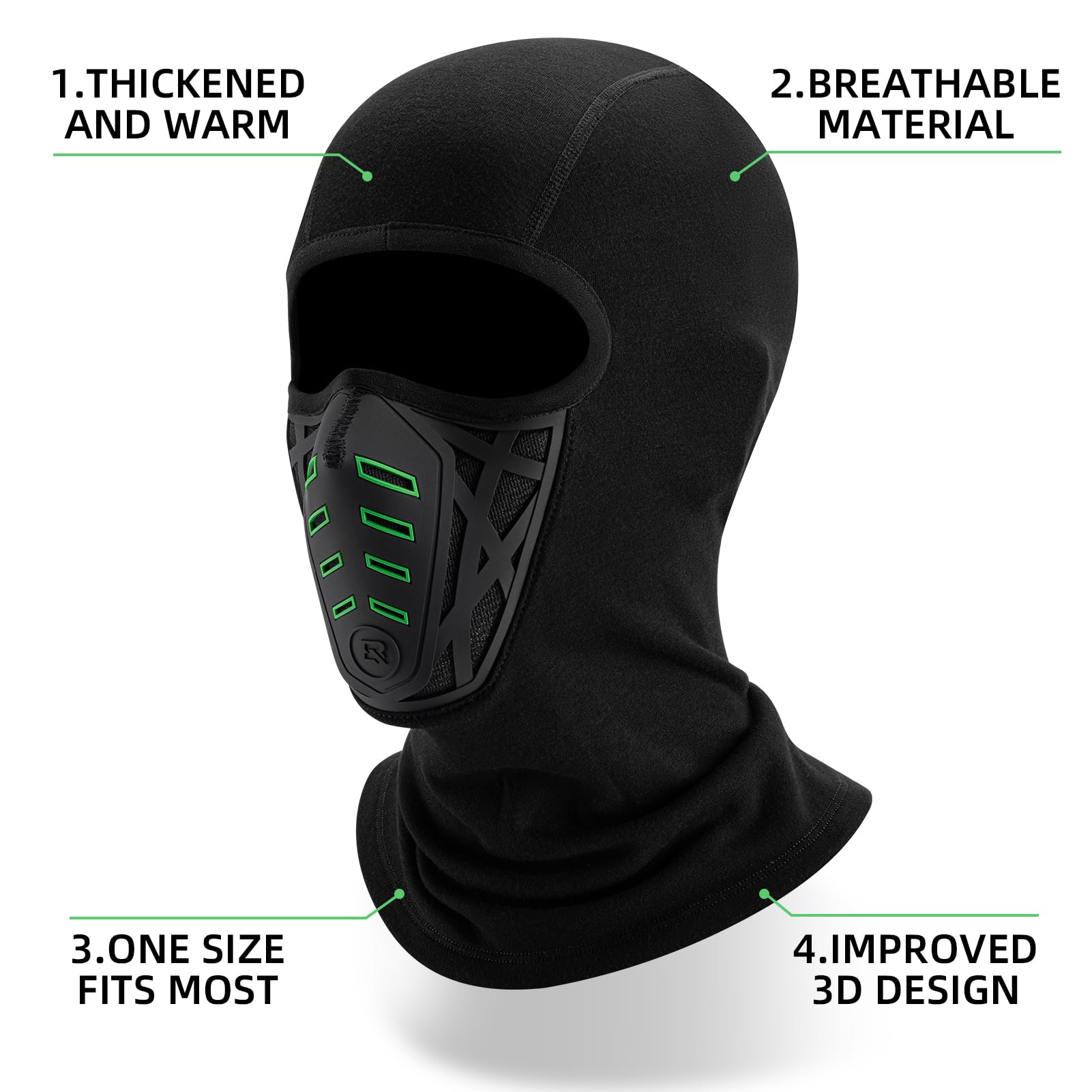 ROCKBROS Balaclava Ski Mask Thermal Windproof Balaclava Mask 3D Design - ROCKBROS