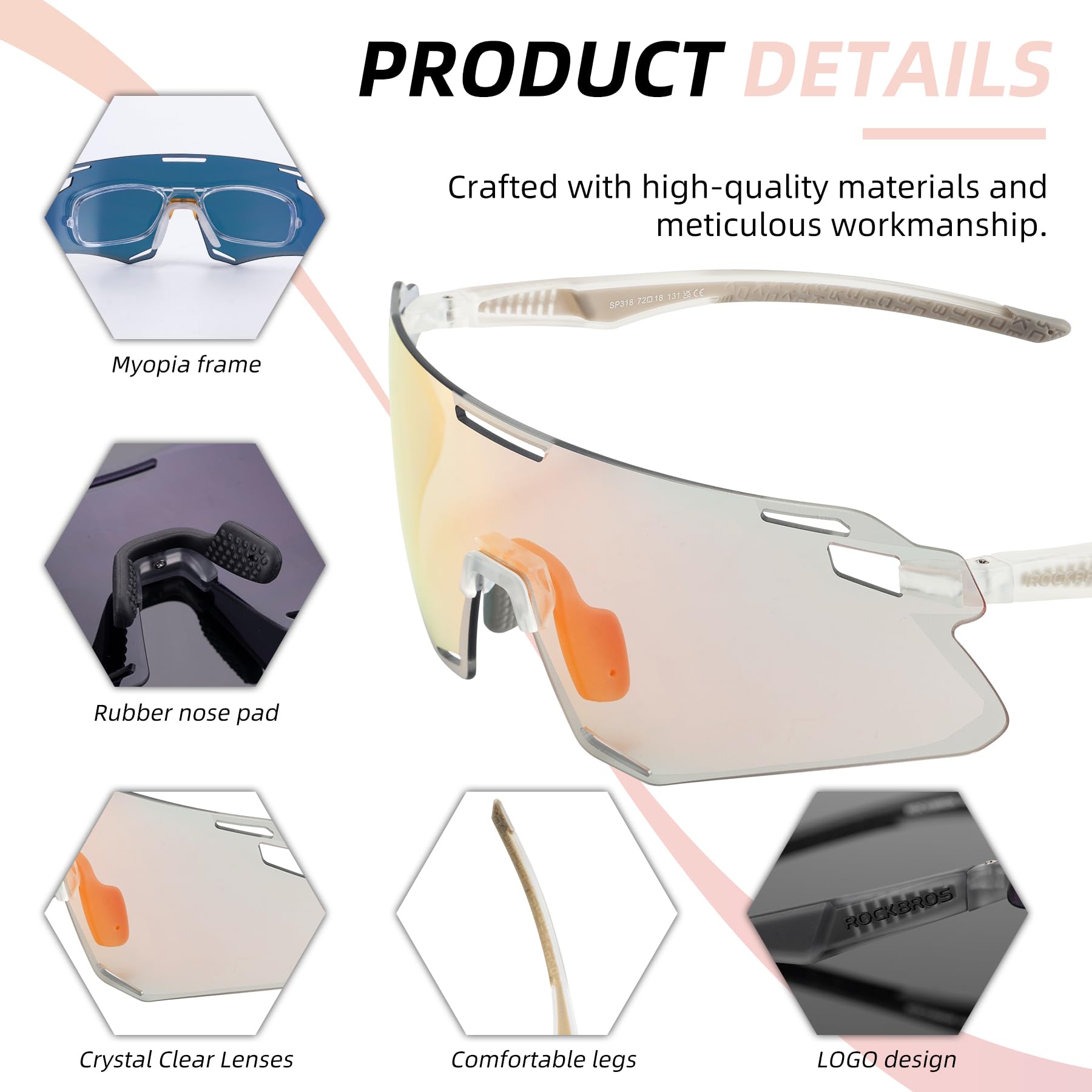 ROCKBROS Photochromic Cycling Sunglasses Frameless - SP318