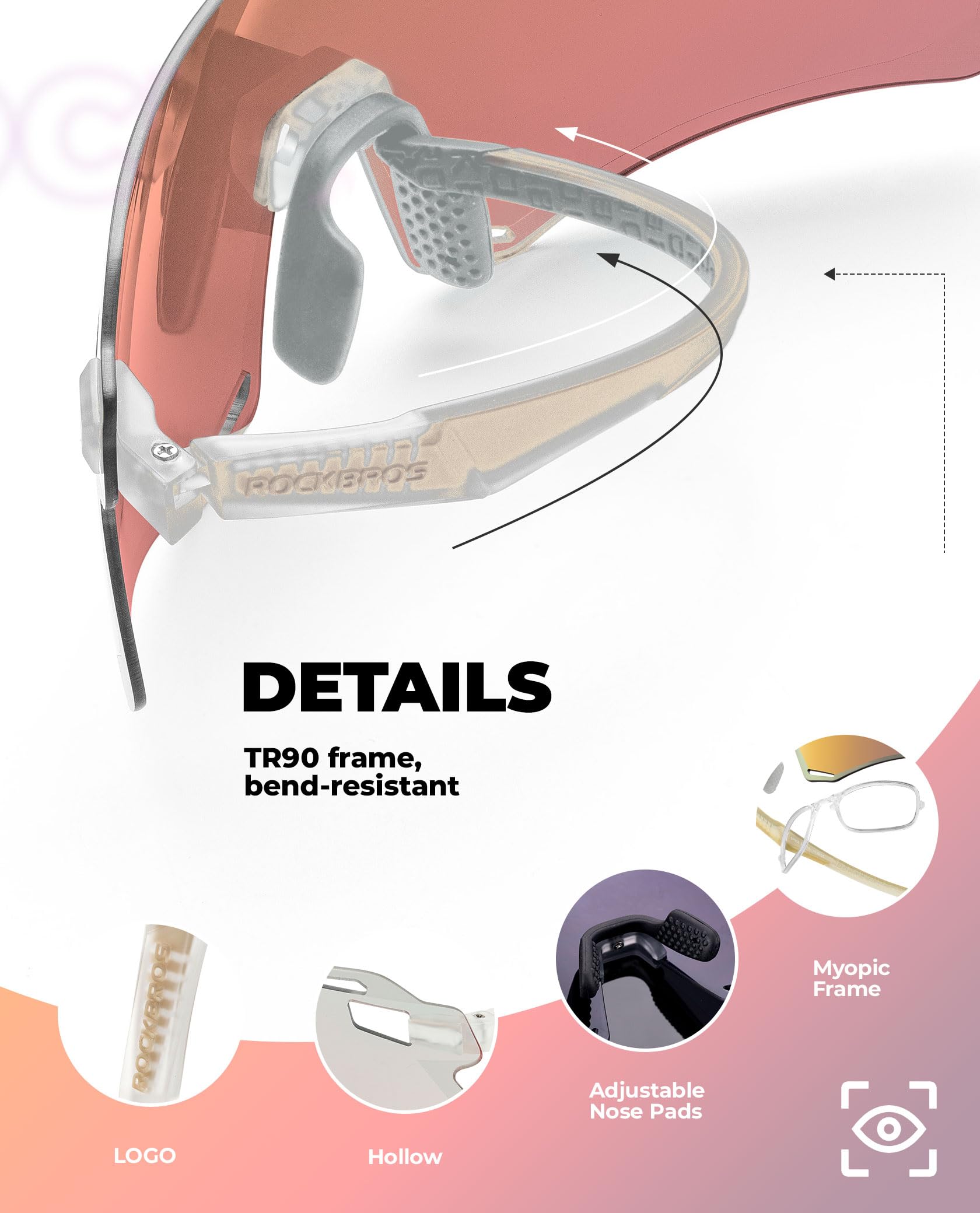 ROCKBROS Photochromic Cycling Sunglasses Frameless - SP318