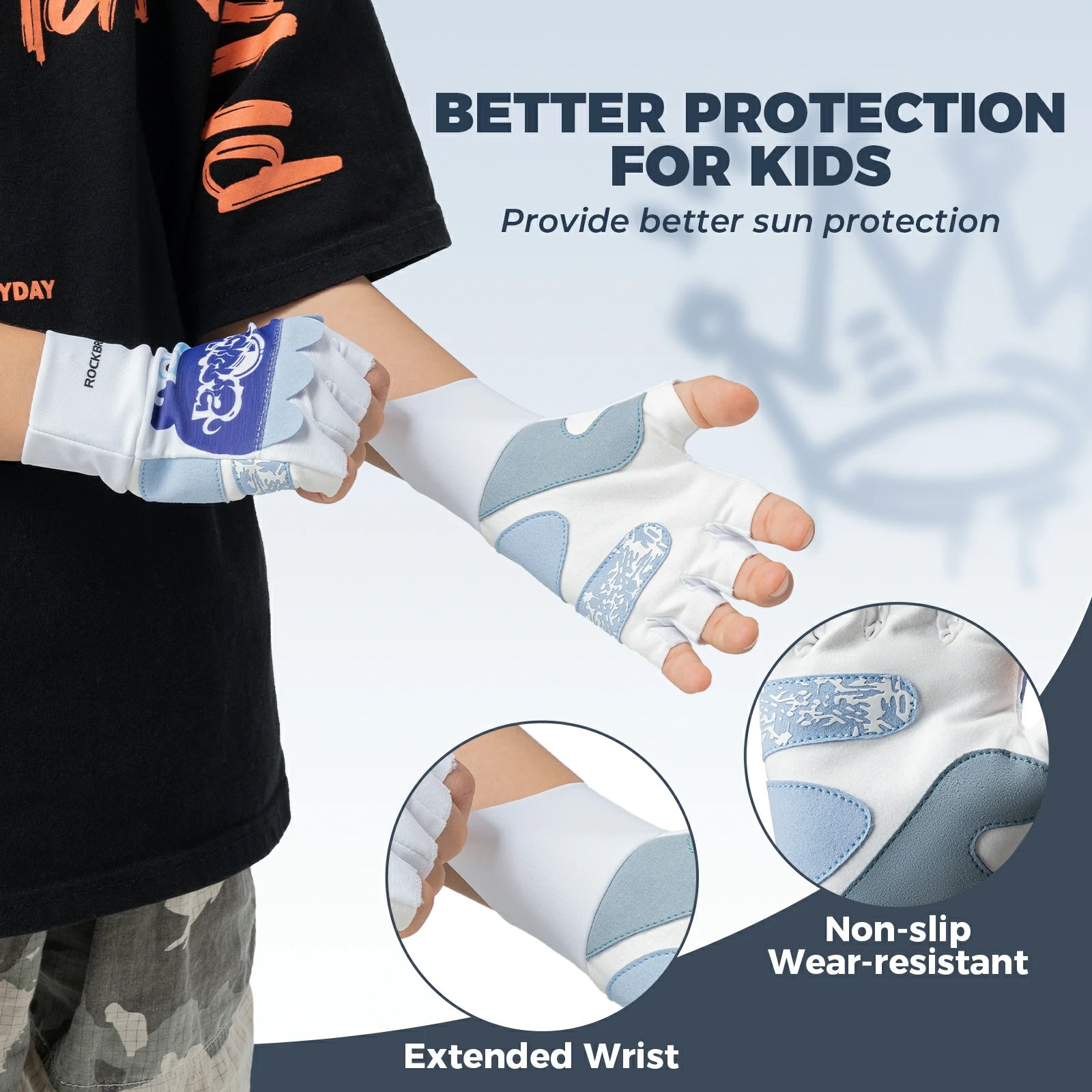 Kids Lightweight Cycling Gloves with Palm Protection#Color_Dark Blue