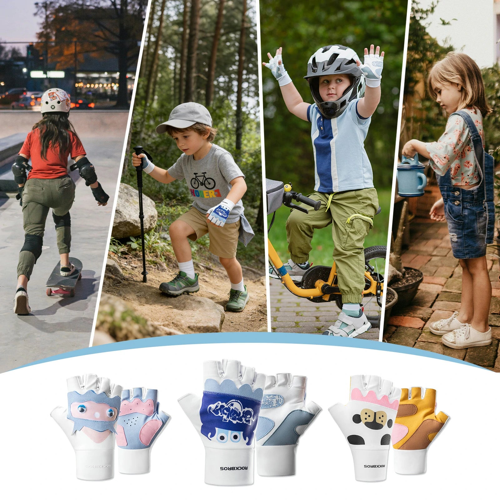 Kids Lightweight Cycling Gloves with Palm Protection