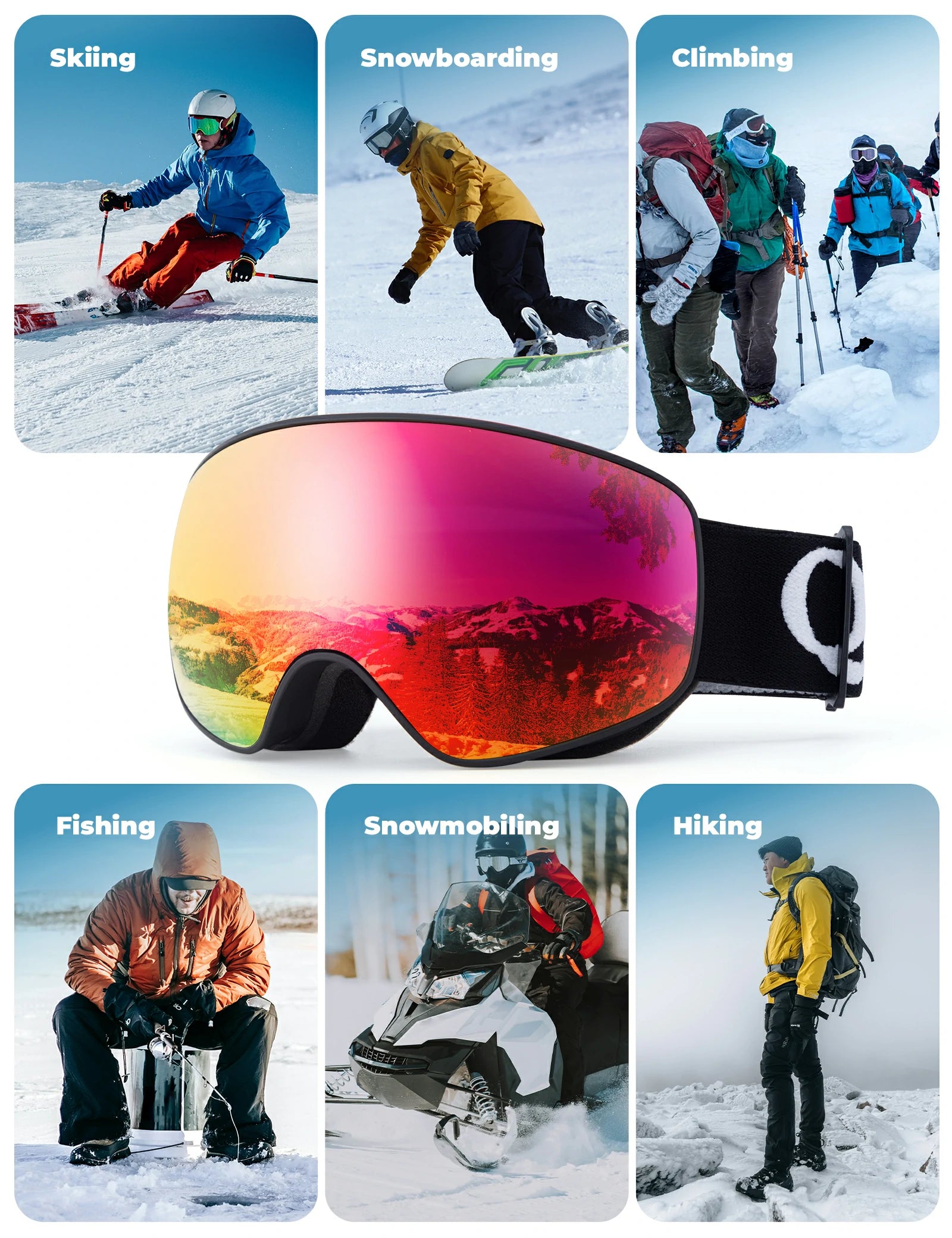 kids otg ski goggles with uv400 protection#Eyewear lens color_Black Red