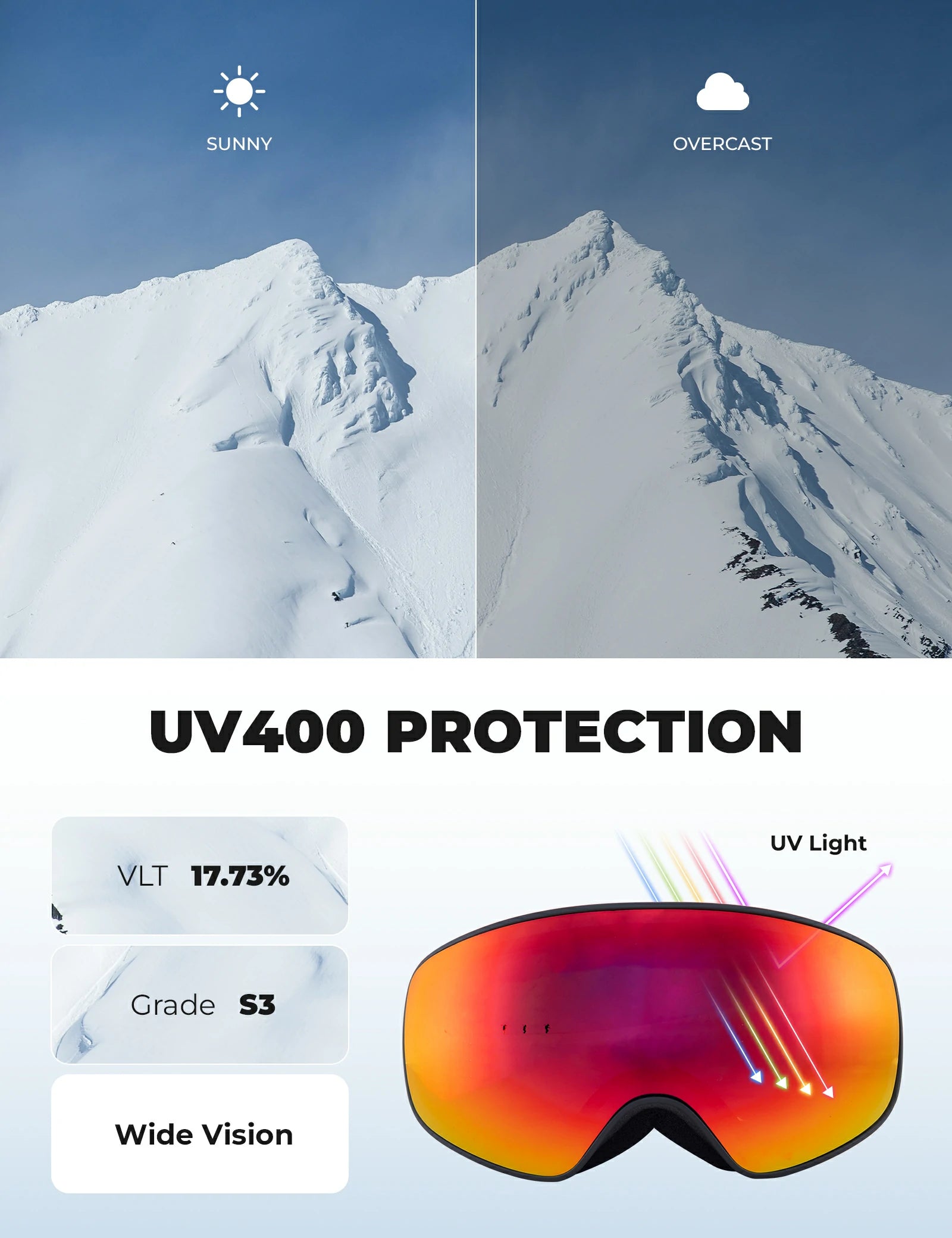 kids otg ski goggles with uv400 protection#Eyewear lens color_Black Red