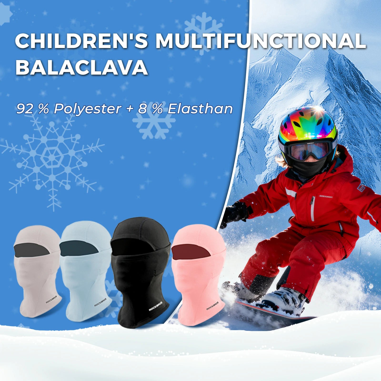 Kids thermal windproof balaclava for winter skiing and cycling