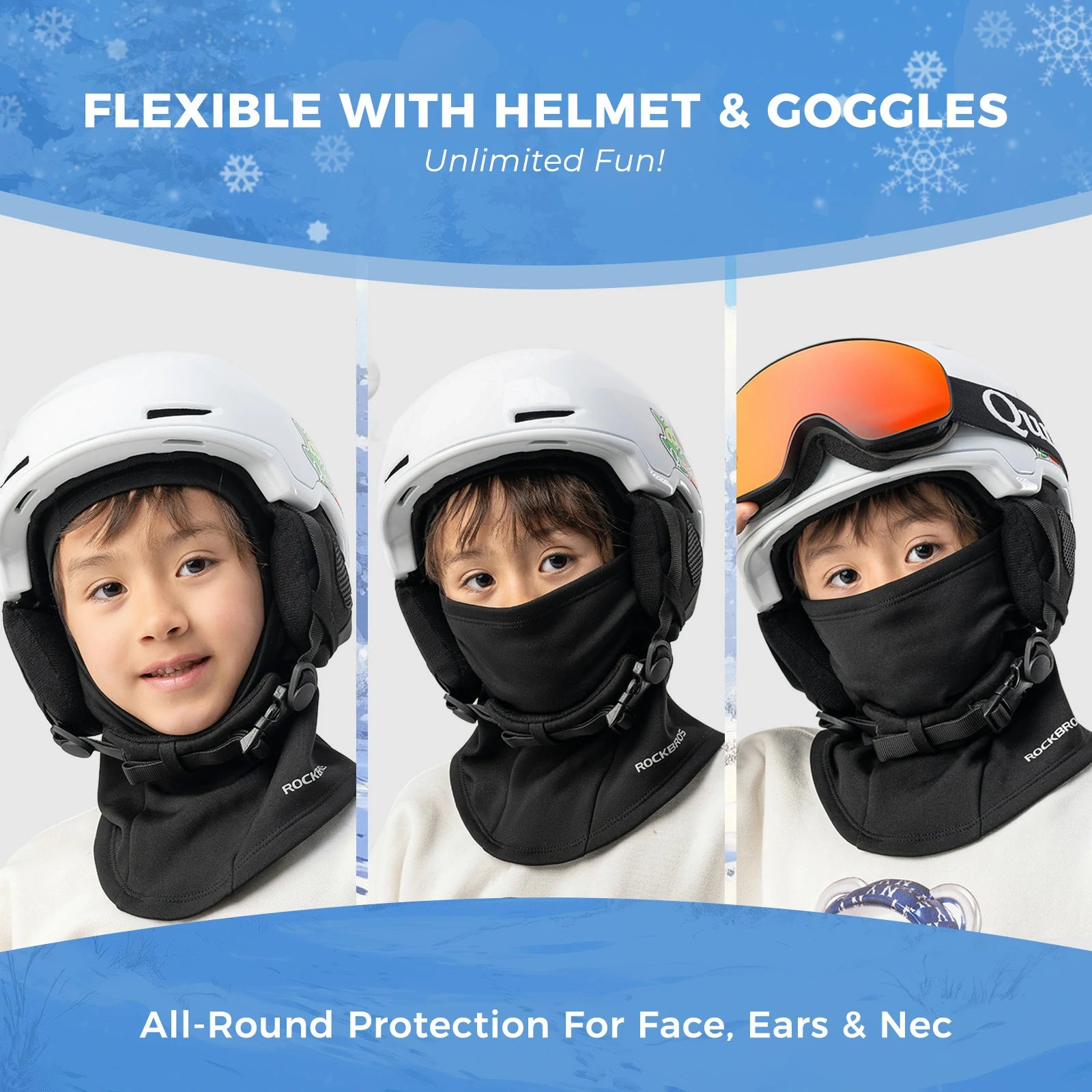 Kids thermal windproof balaclava for winter skiing and cycling