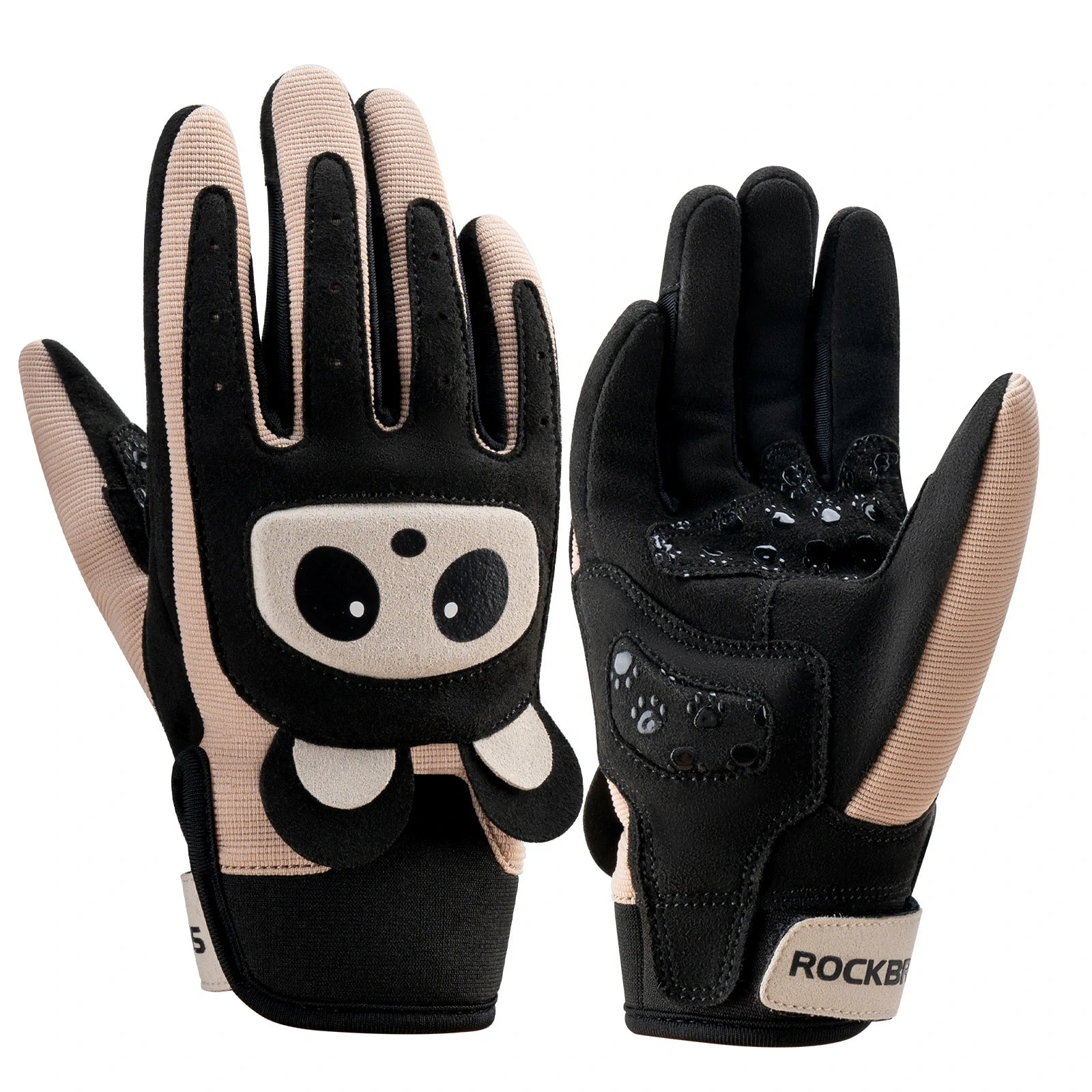 Kids winter full finger bike gloves in black, designed for children #Color_Black
