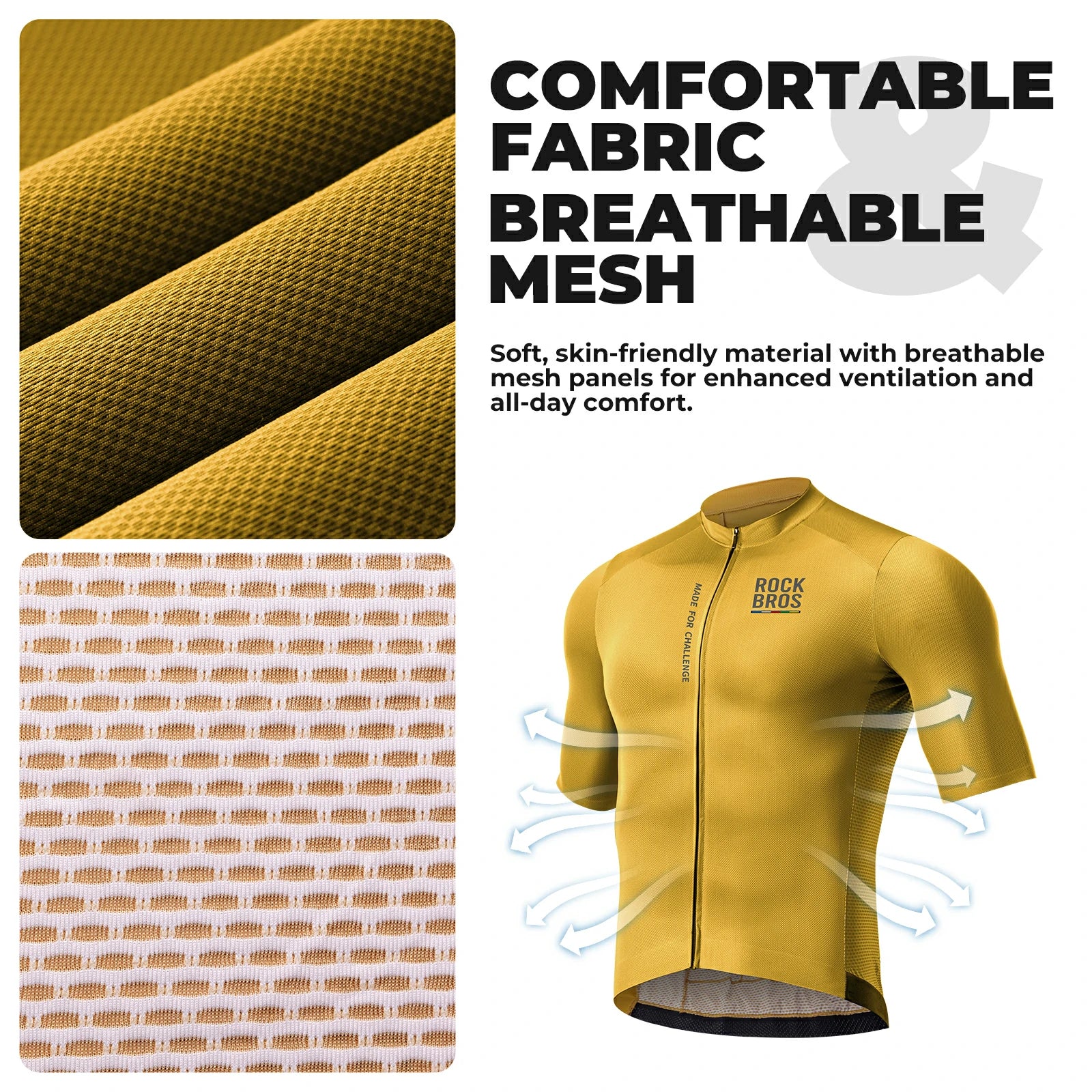 Men’s Lightweight Cycling Jersey with Rear Pockets & YKK Zip#Color_yellow