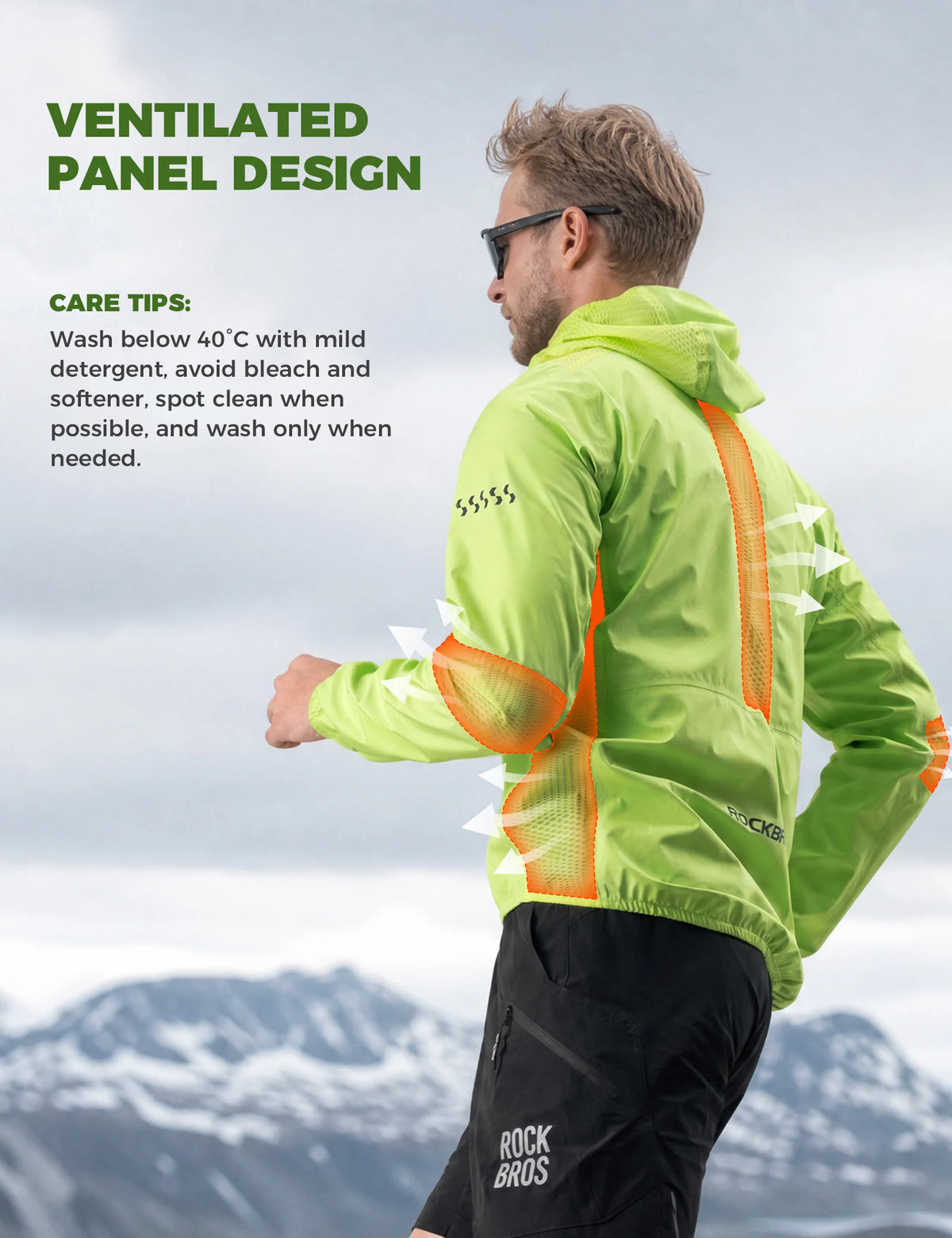 Lightweight waterproof cycling jacket detail