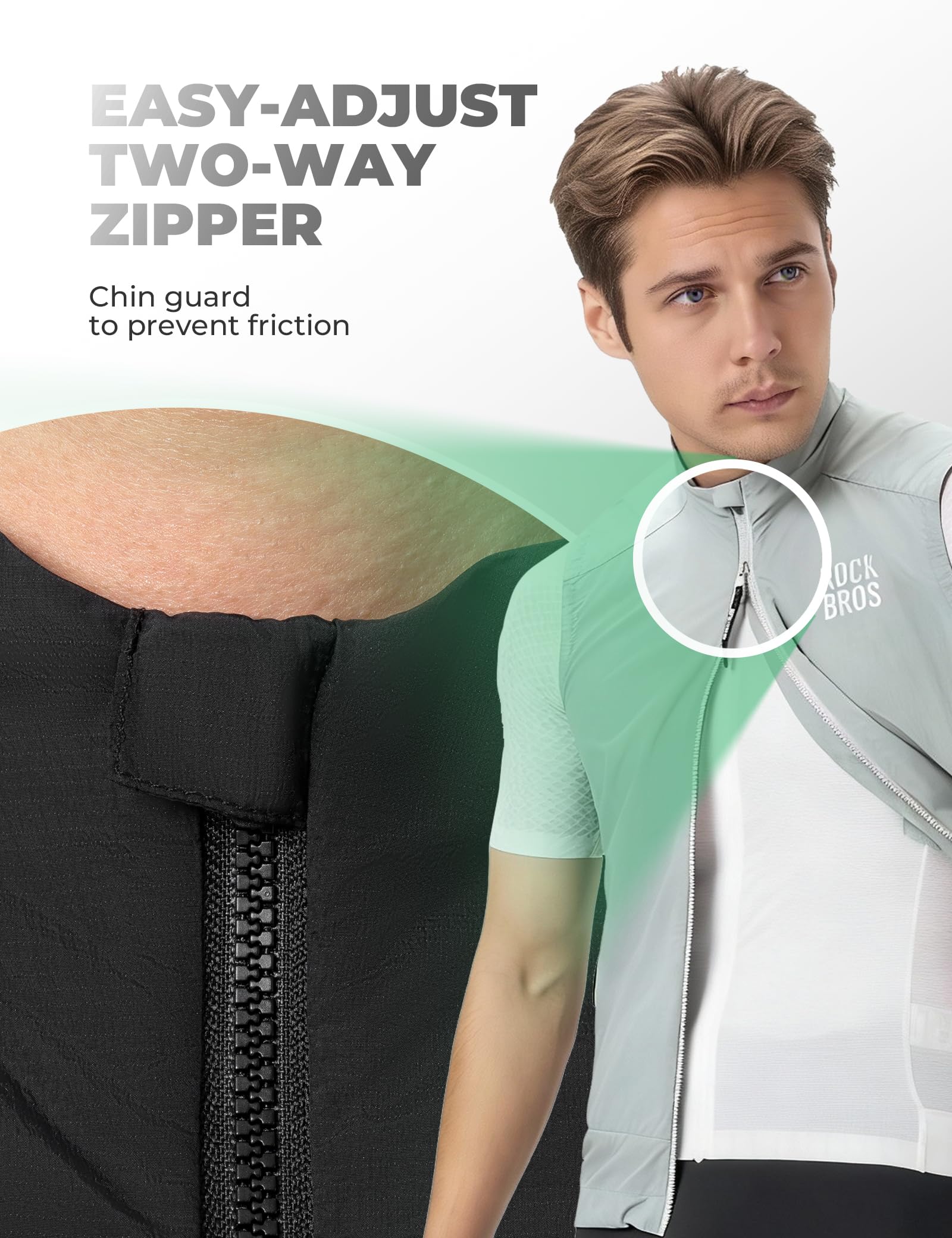 ROCKBROS windproof cycling gilet detail#Color_Grey-white
