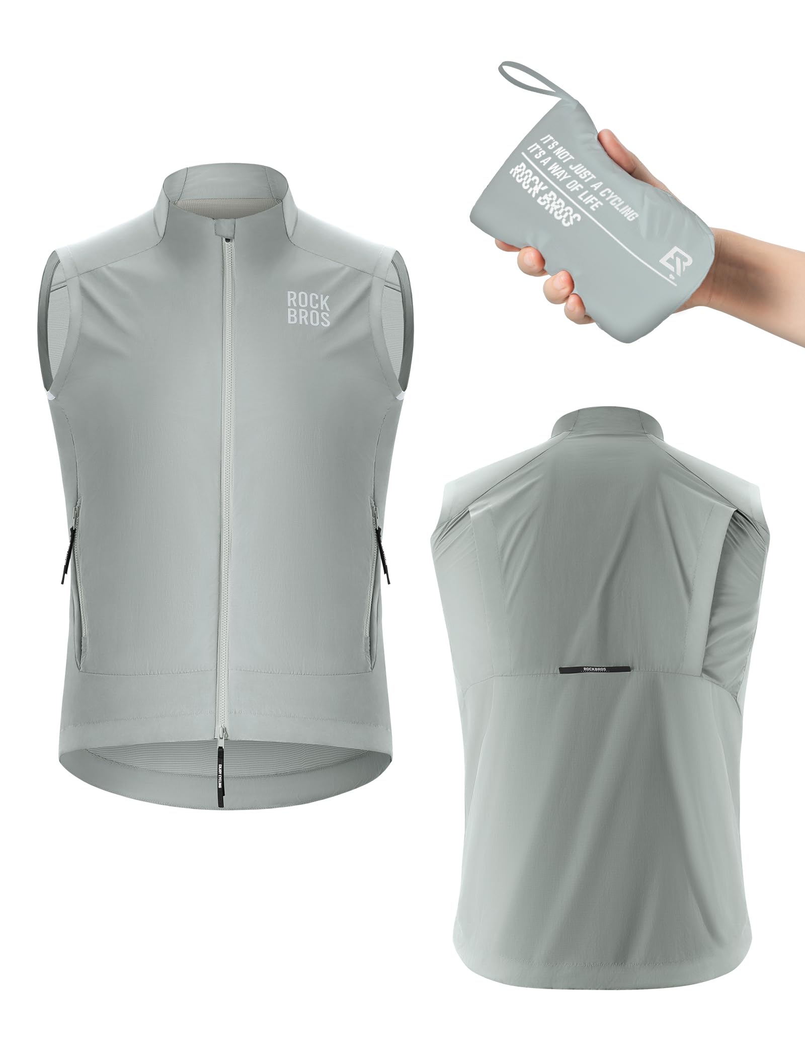 ROCKBROS windproof cycling gilet detail#Color_Grey-white
