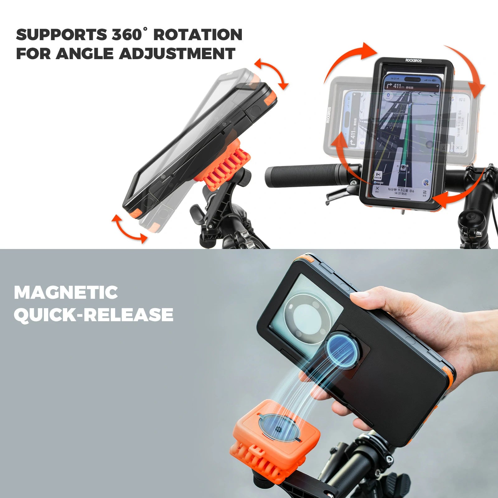 Magnetic Quick-Release Waterproof Bike Phone Mount