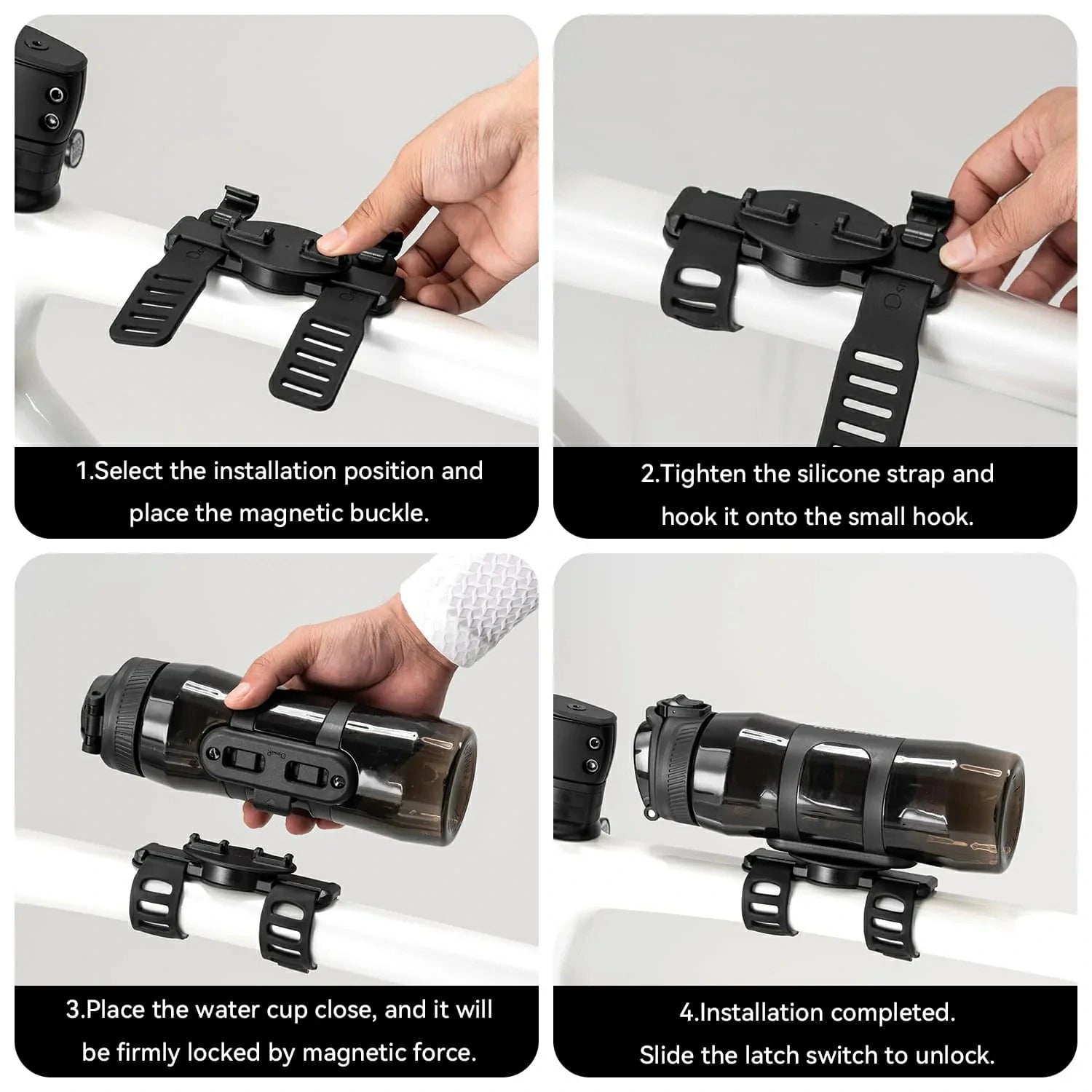 Magnetic Snap-In Bottle Mount with Strap
