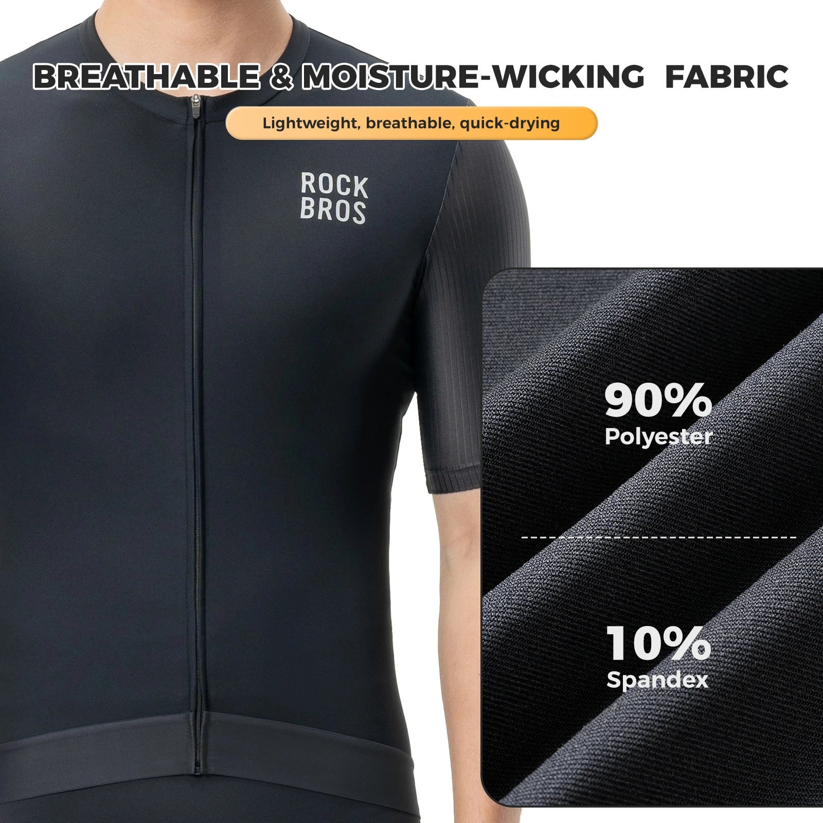 Men’s Cycling Jersey Short Sleeve Road Bike Jersey#Color_black