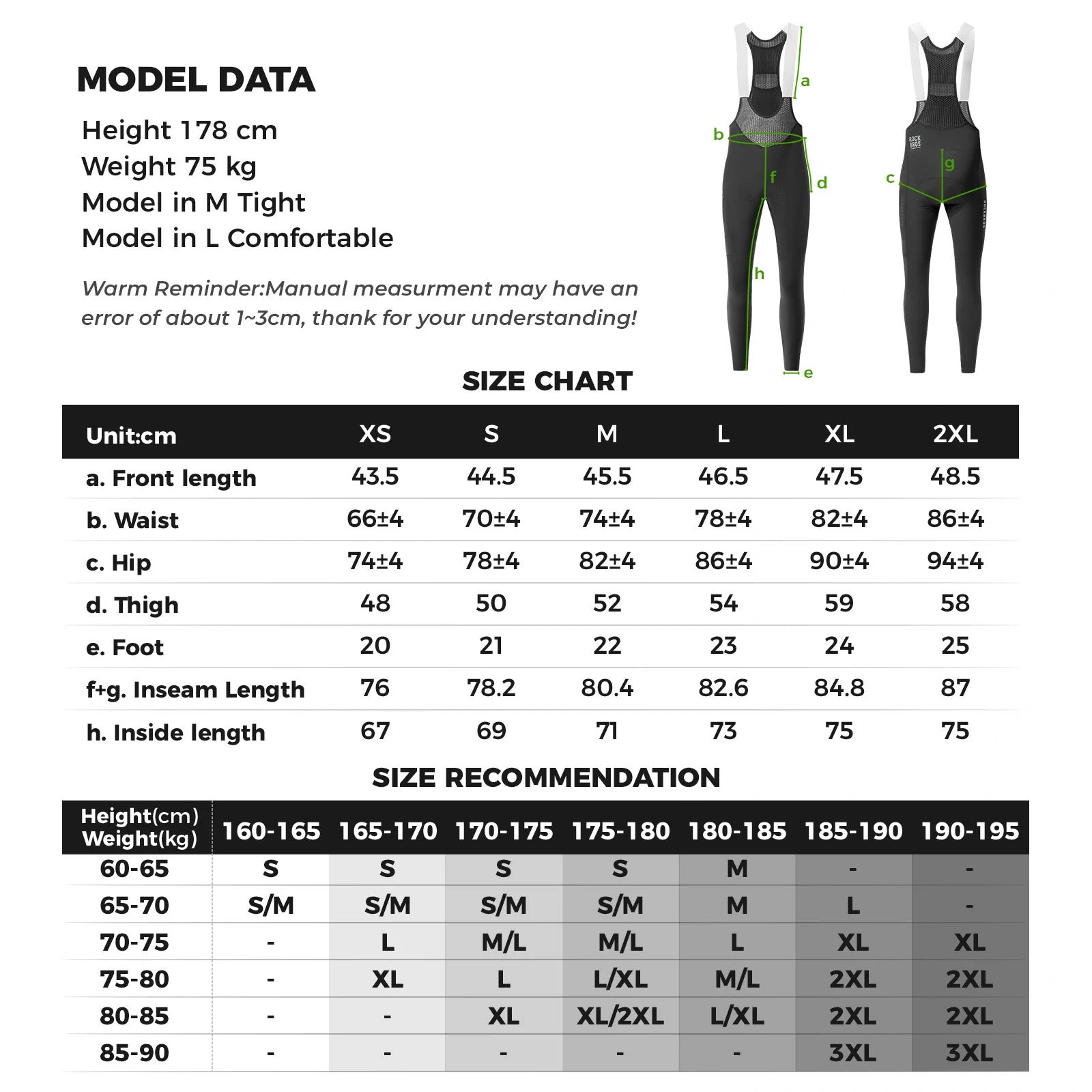 ROCKBROS mens cycling bib long trousers padded
