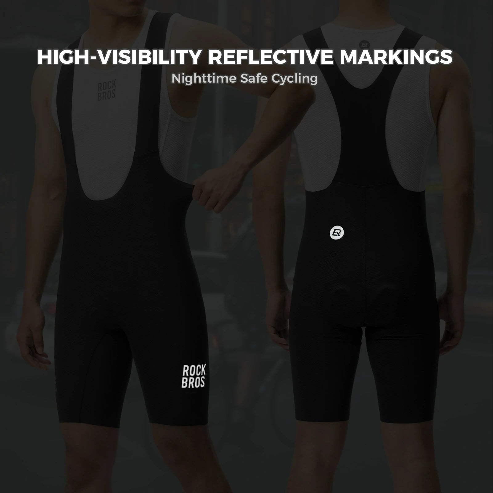 ROCKBROS mens cycling bib shorts featuring rockbros logo