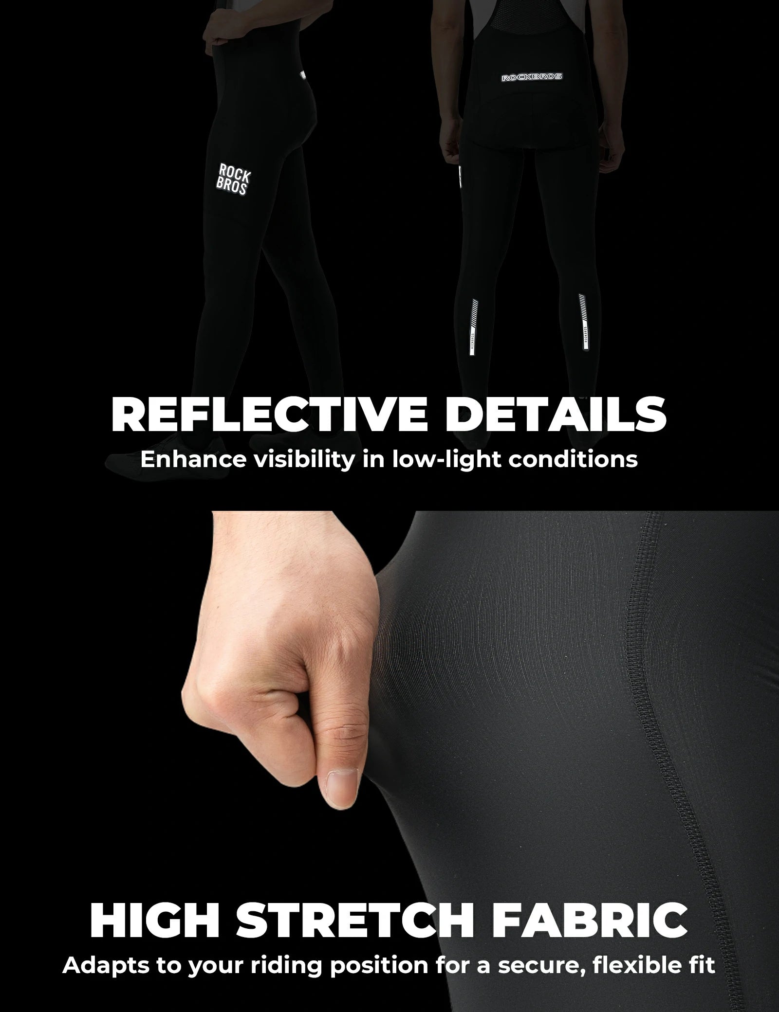 ROCKBROS mens cycling bib trousers quick-drying