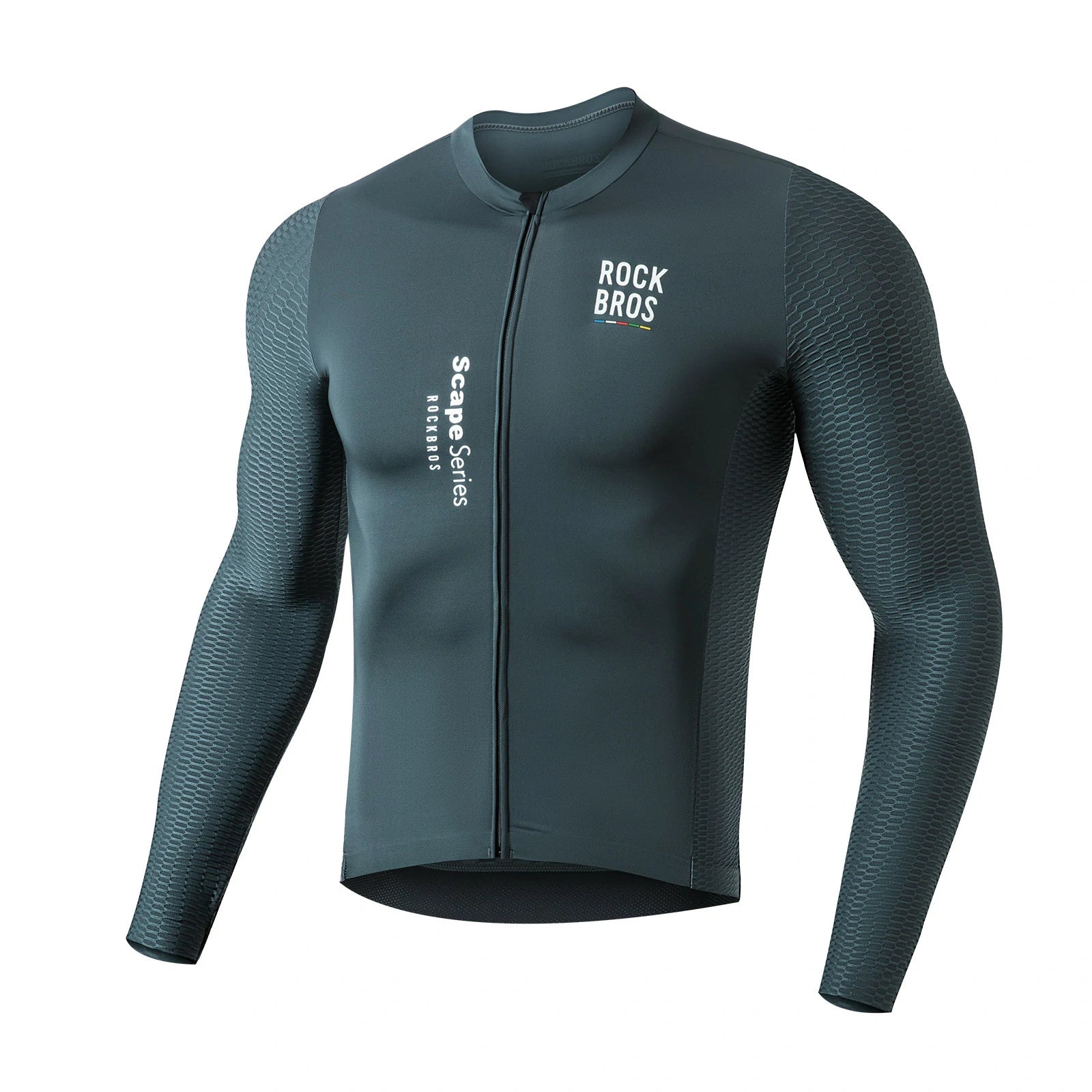 ROCKBROS mens cycling jersey long sleeve charcoal grey