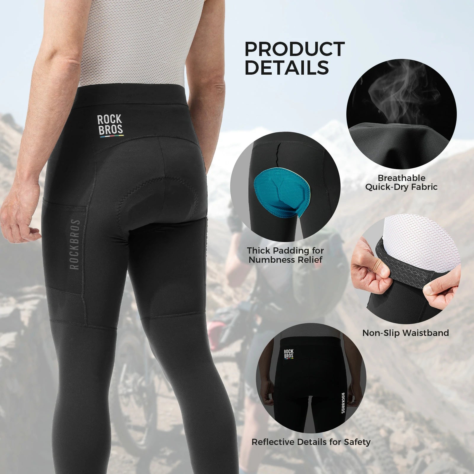 ROCKBROS mens cycling long pants breathable leggings