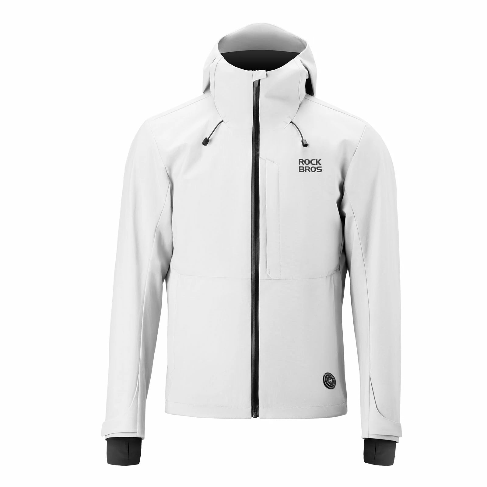 Windproof graphene cycling jacket for men with adjustable heating settings#Color_White