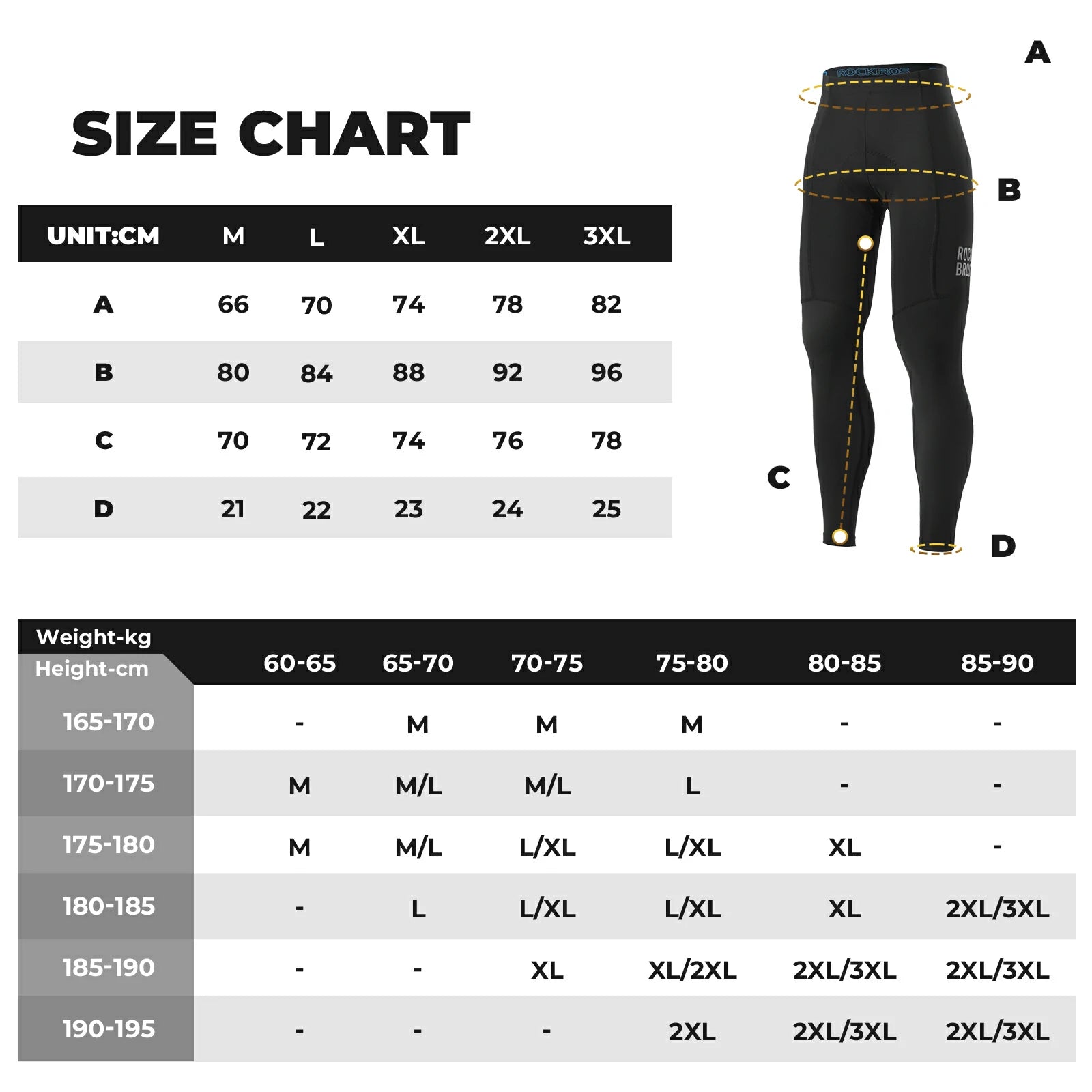 ROCKBROS mens lightweight cycling tights with 3d padding for spring
