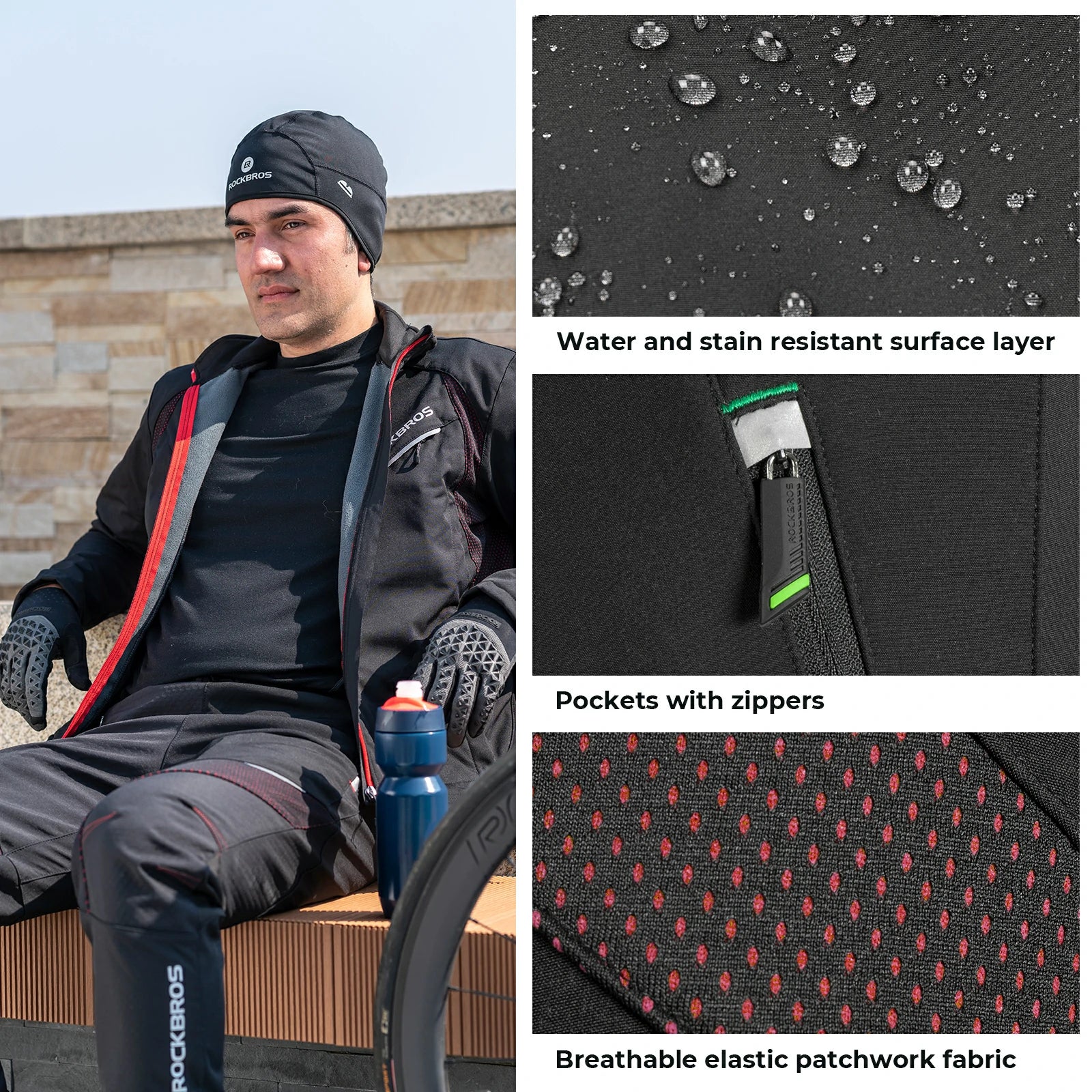 ROCKBROS men’s winter waterproof windproof cycling trousers for warm, dry, and comfortable outdoor rides.