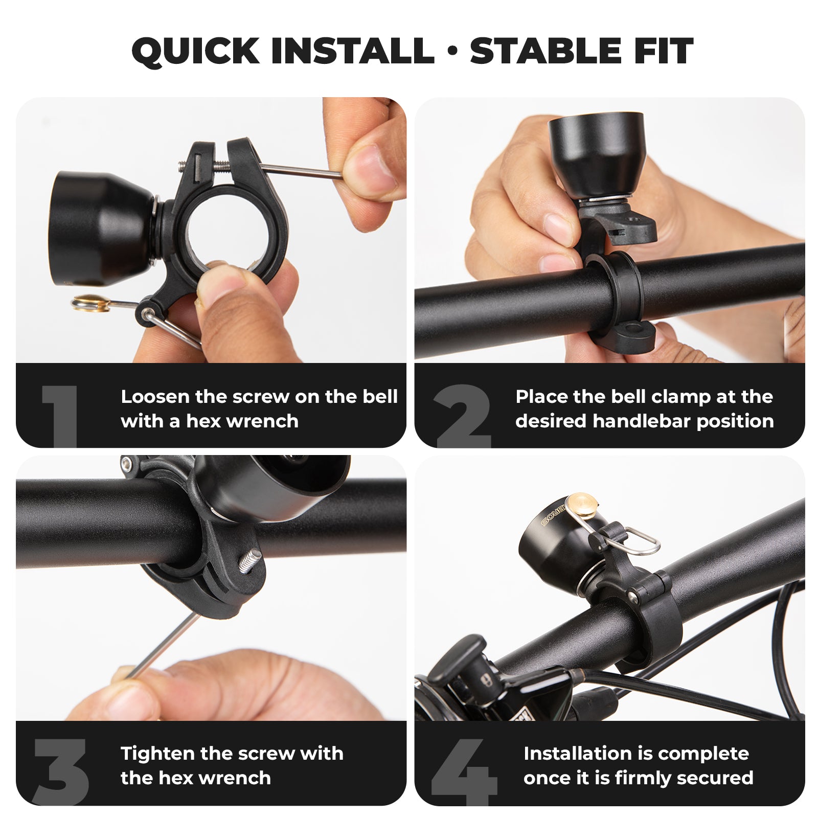 ROCKBROS mini bike bell copper alloy 90db for 22.2–31.8mm handlebars