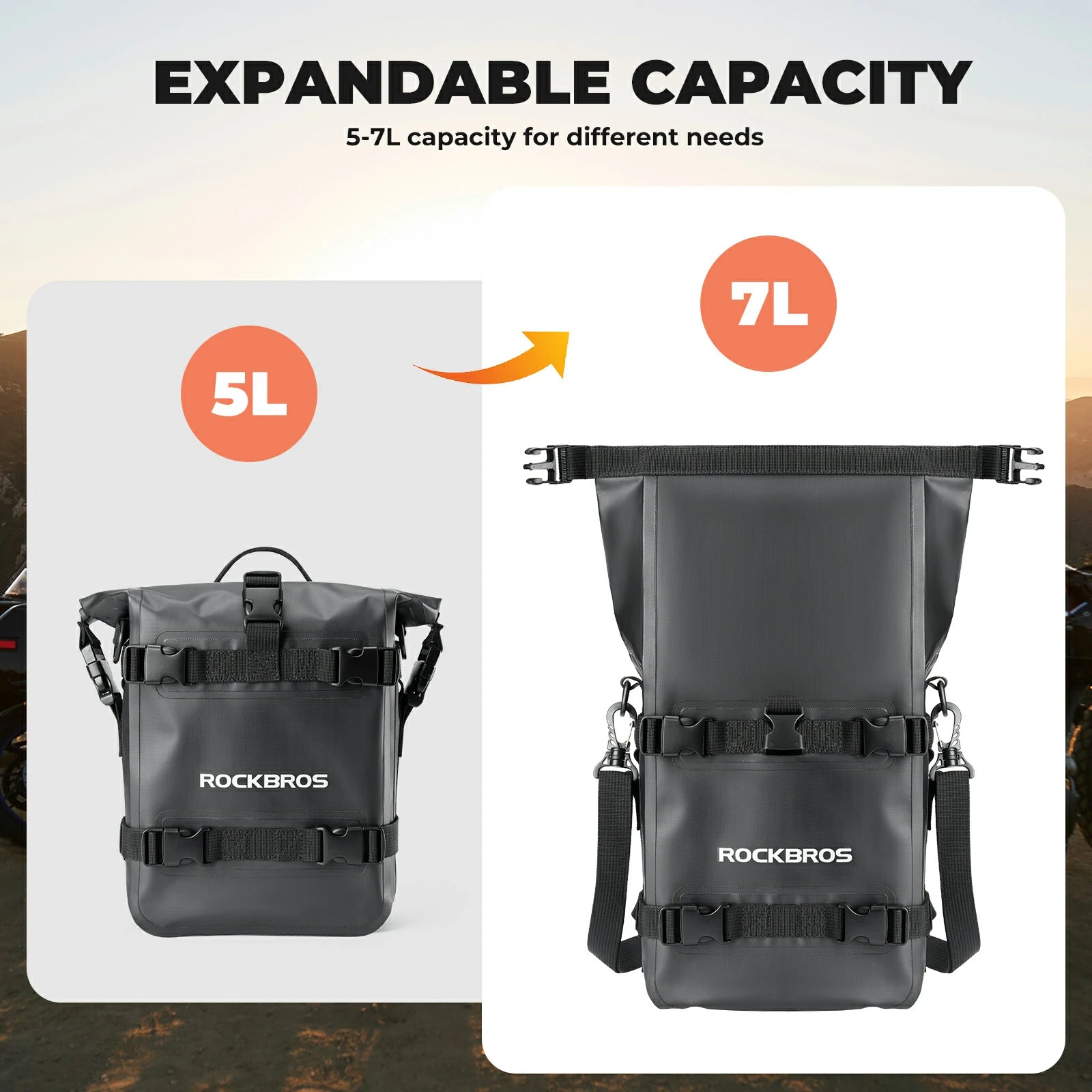 ROCKBROS motorcycle crash bar bag 100 waterproof with shoulder strap 5-7l