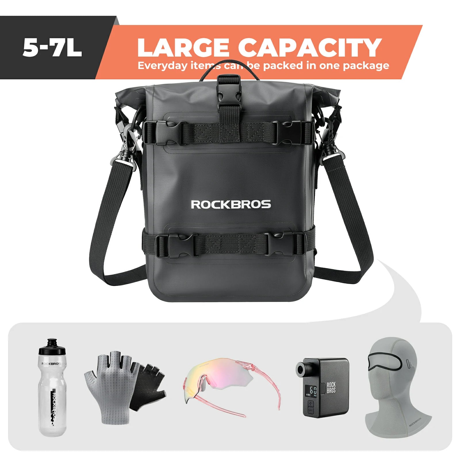 ROCKBROS motorcycle crash bar bag 100 waterproof with shoulder strap 5-7l