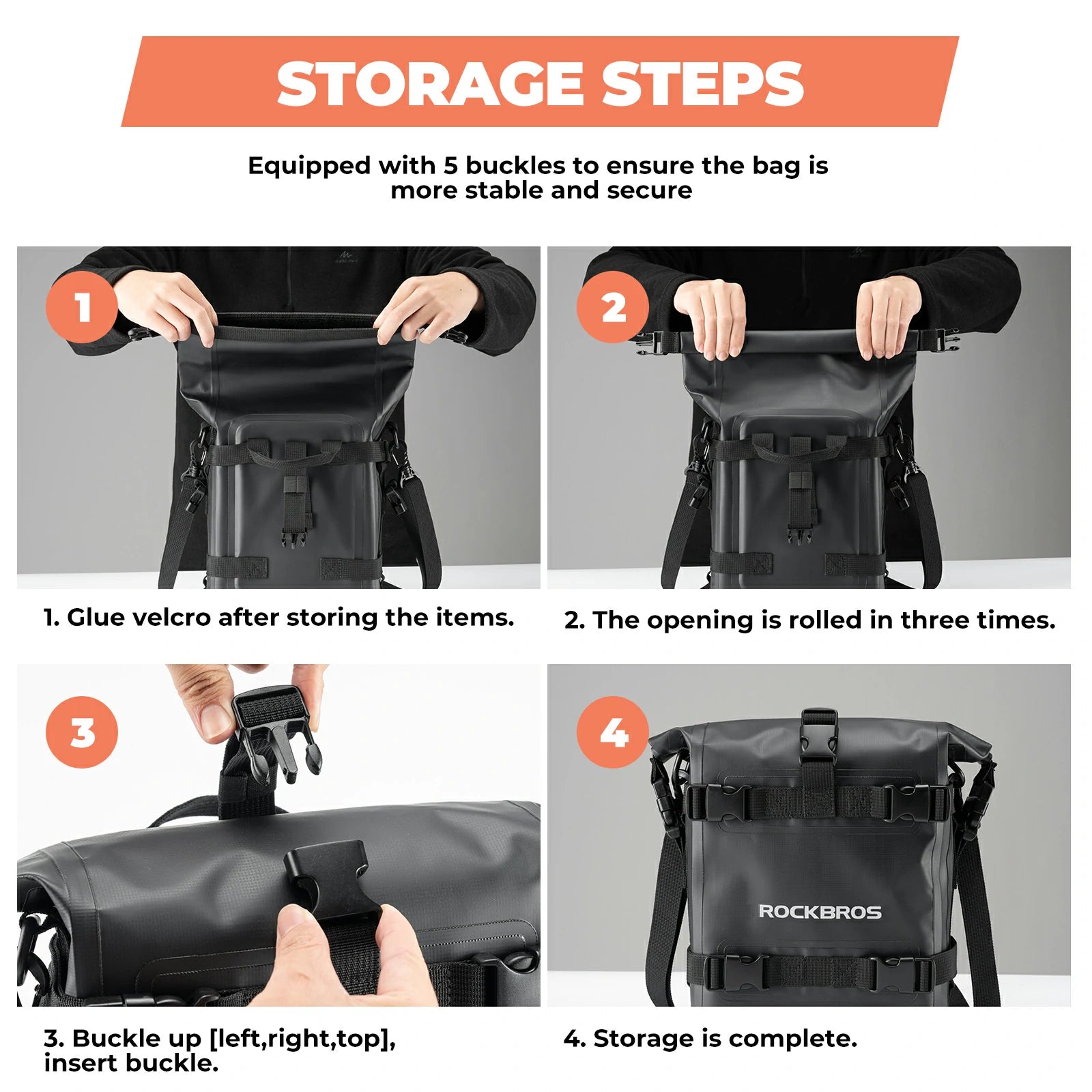 ROCKBROS motorcycle crash bar bag 100 waterproof with shoulder strap 5-7l