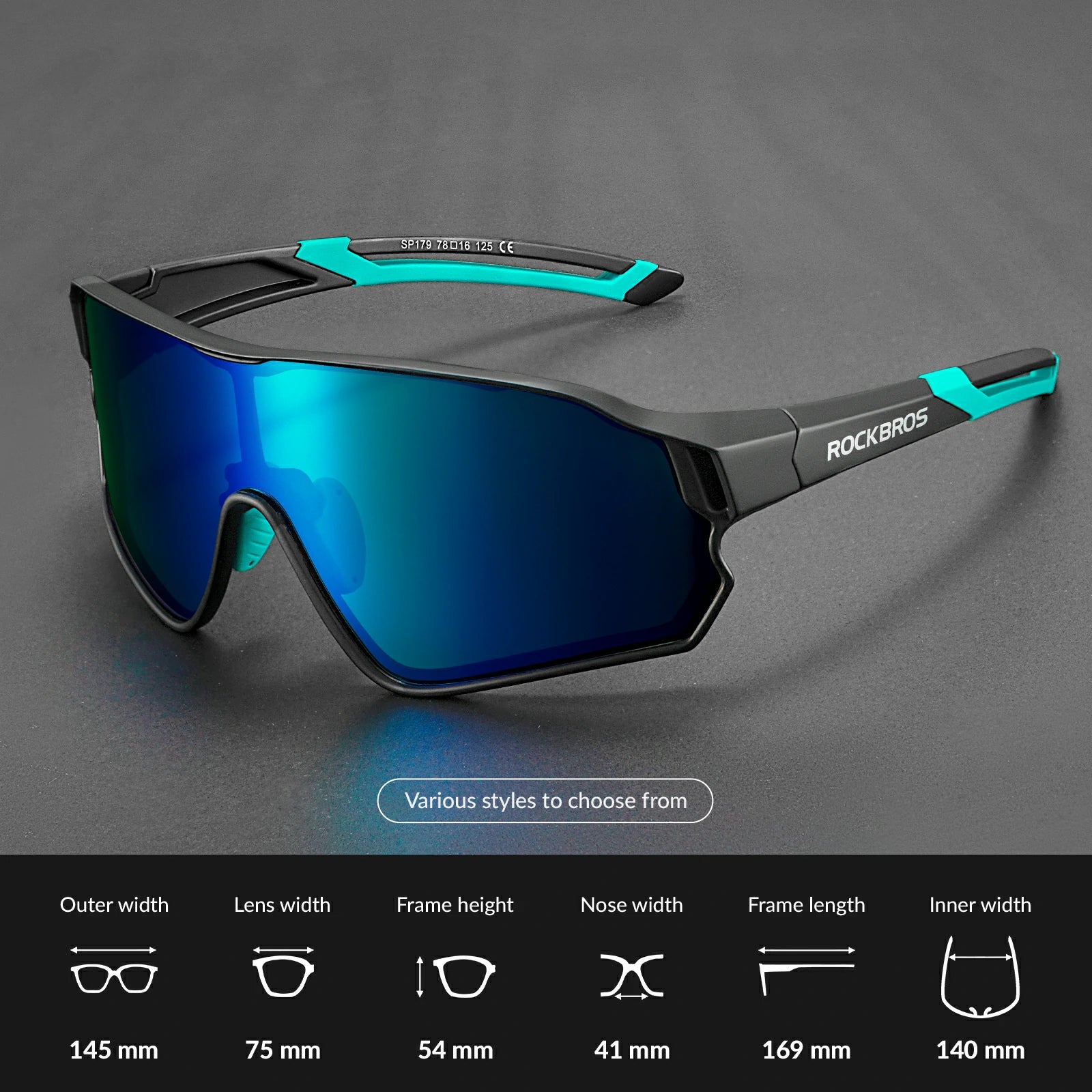 Full frame sports sunglasses with polarized lenses uv400 protection#Color_Black Blue