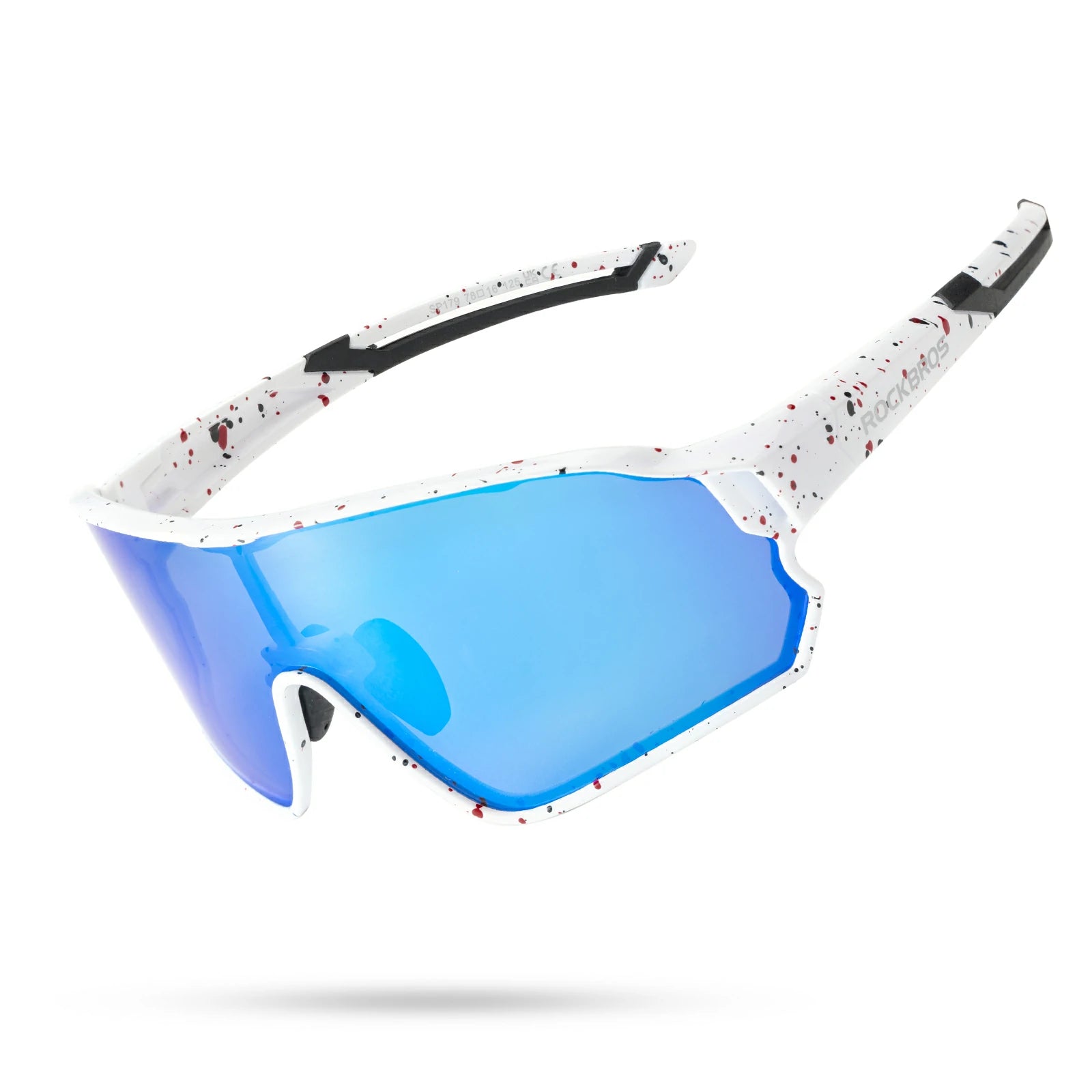Full frame sports sunglasses with polarized lenses uv400 protection#Color_Speckled White