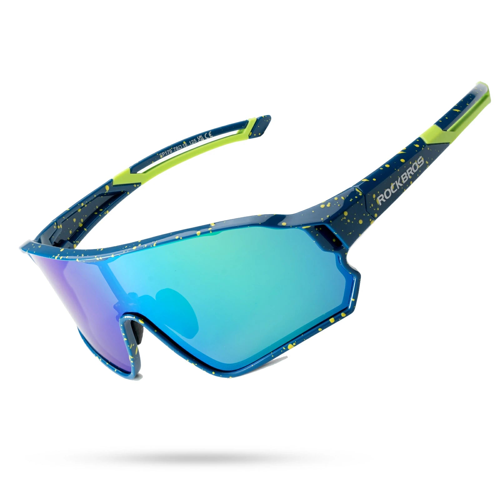 Full frame sports sunglasses with polarized lenses uv400 protection#Color_Speckled Blue