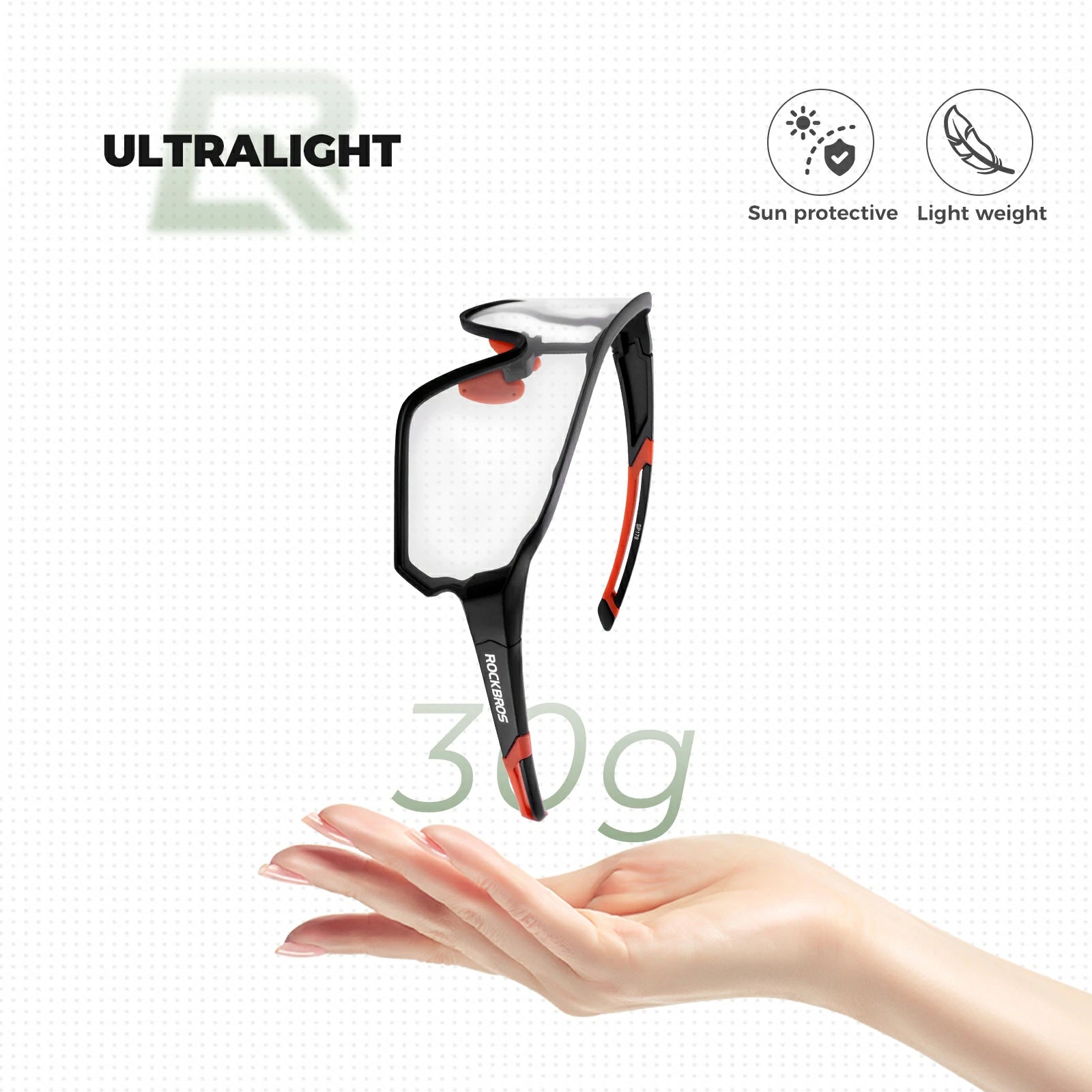 ROCKBROS Photochromic Cycling glasses UV 400 Protection Full Frame Sports Sunglasses #color_Black Red