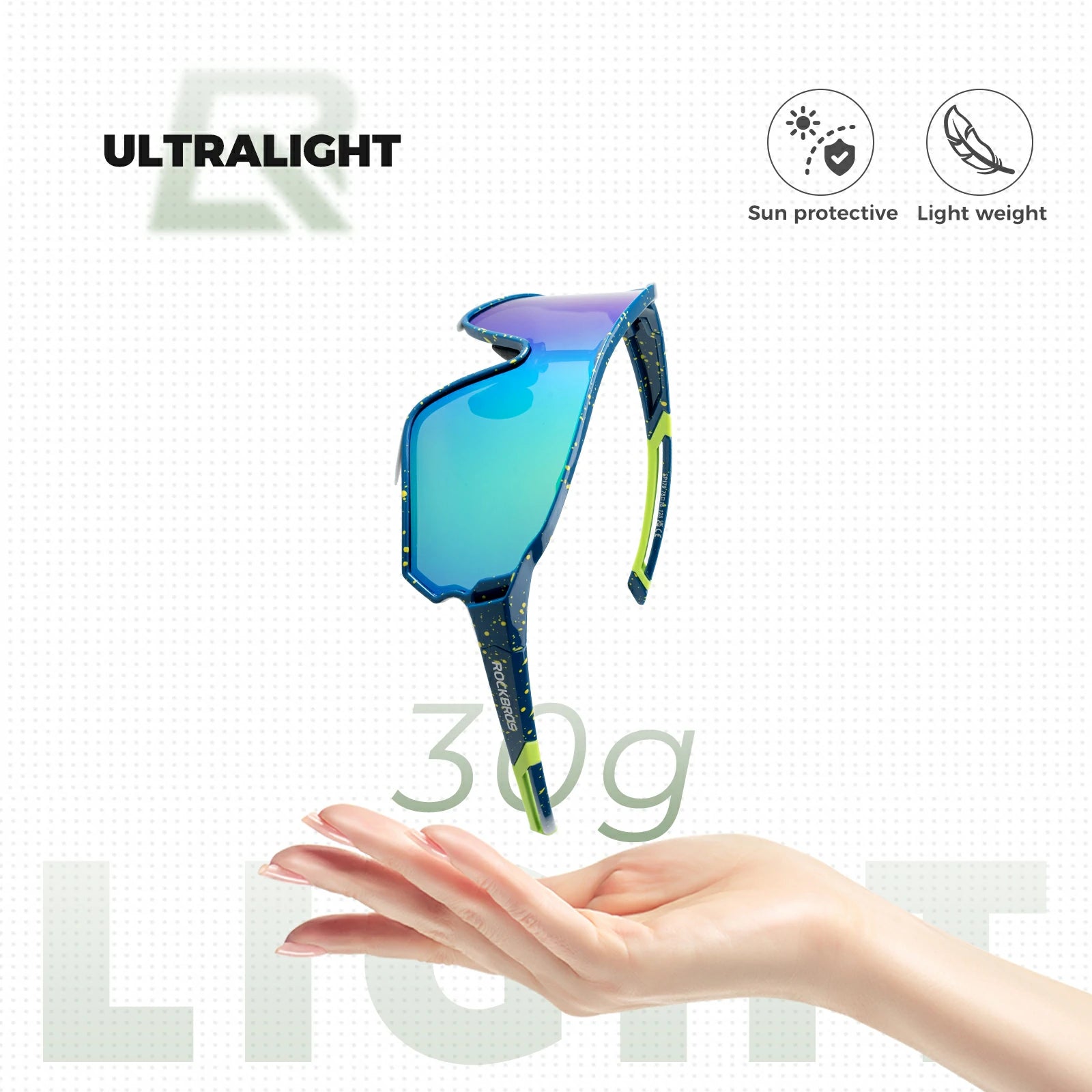 Full frame sports sunglasses with polarized lenses uv400 protection#Color_Speckled Blue