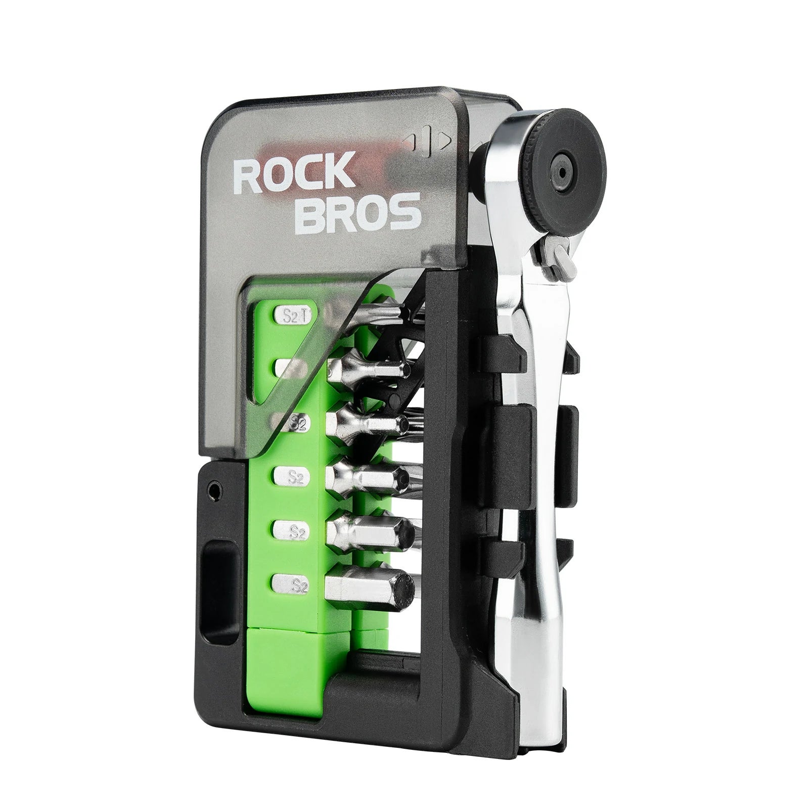 Portable cycling tool kit with mini ratchet and 12 bits for bikes