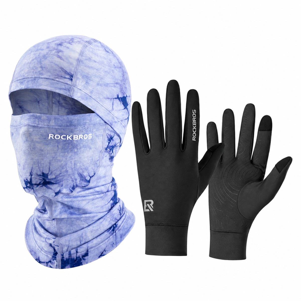 Winter cycling set with Purple balaclava and Black touchscreen gloves#Color_Purple#GloveColor_Black