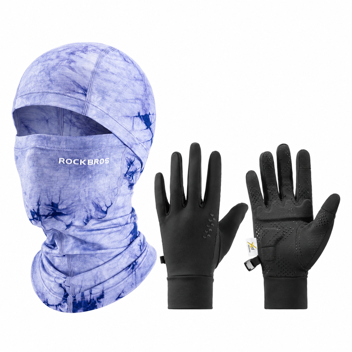 Winter cycling set with Purple balaclava and black ThermoGrip gloves#Color_Purple