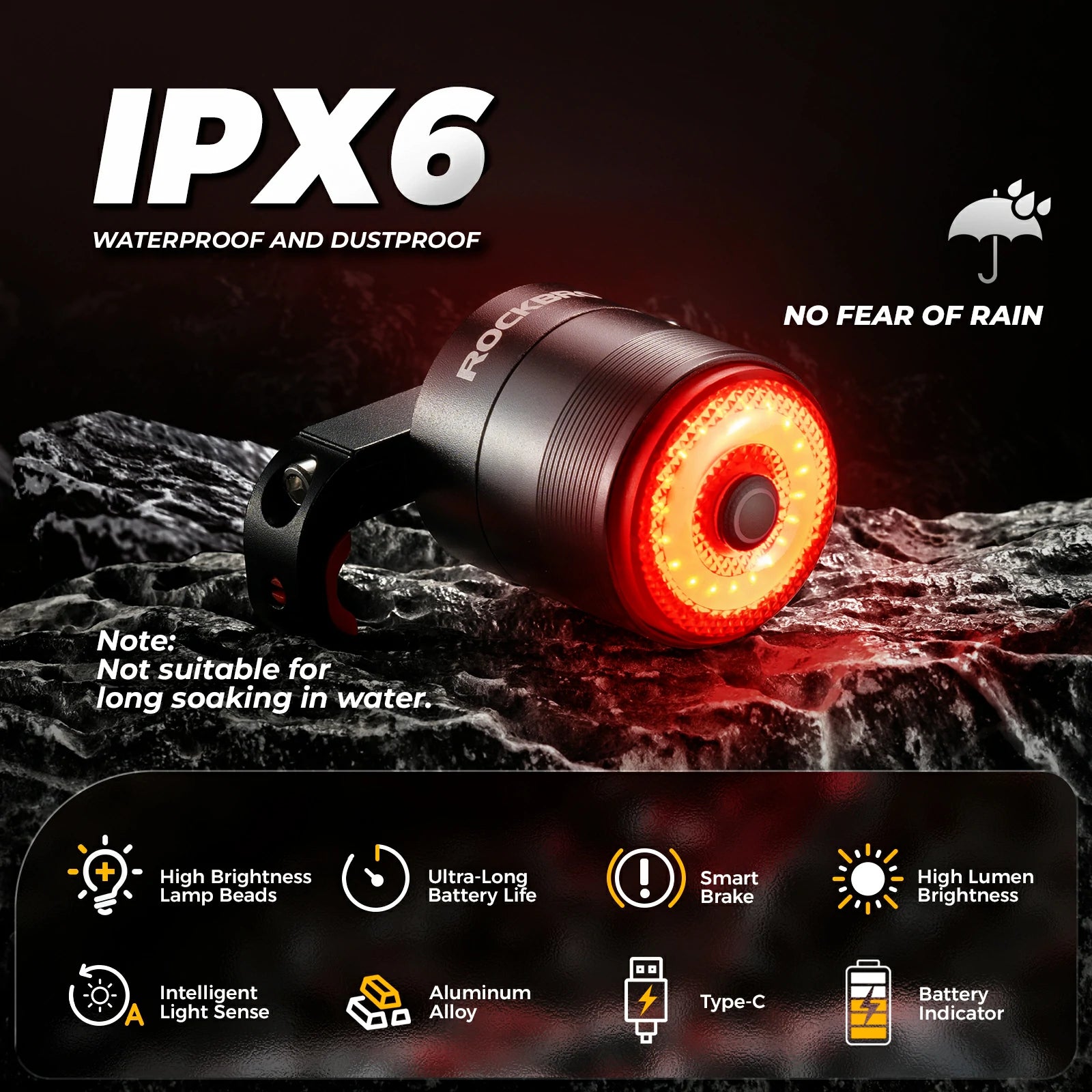 q5mini smart bike rear light ipx6 waterproof led brake light for cycling