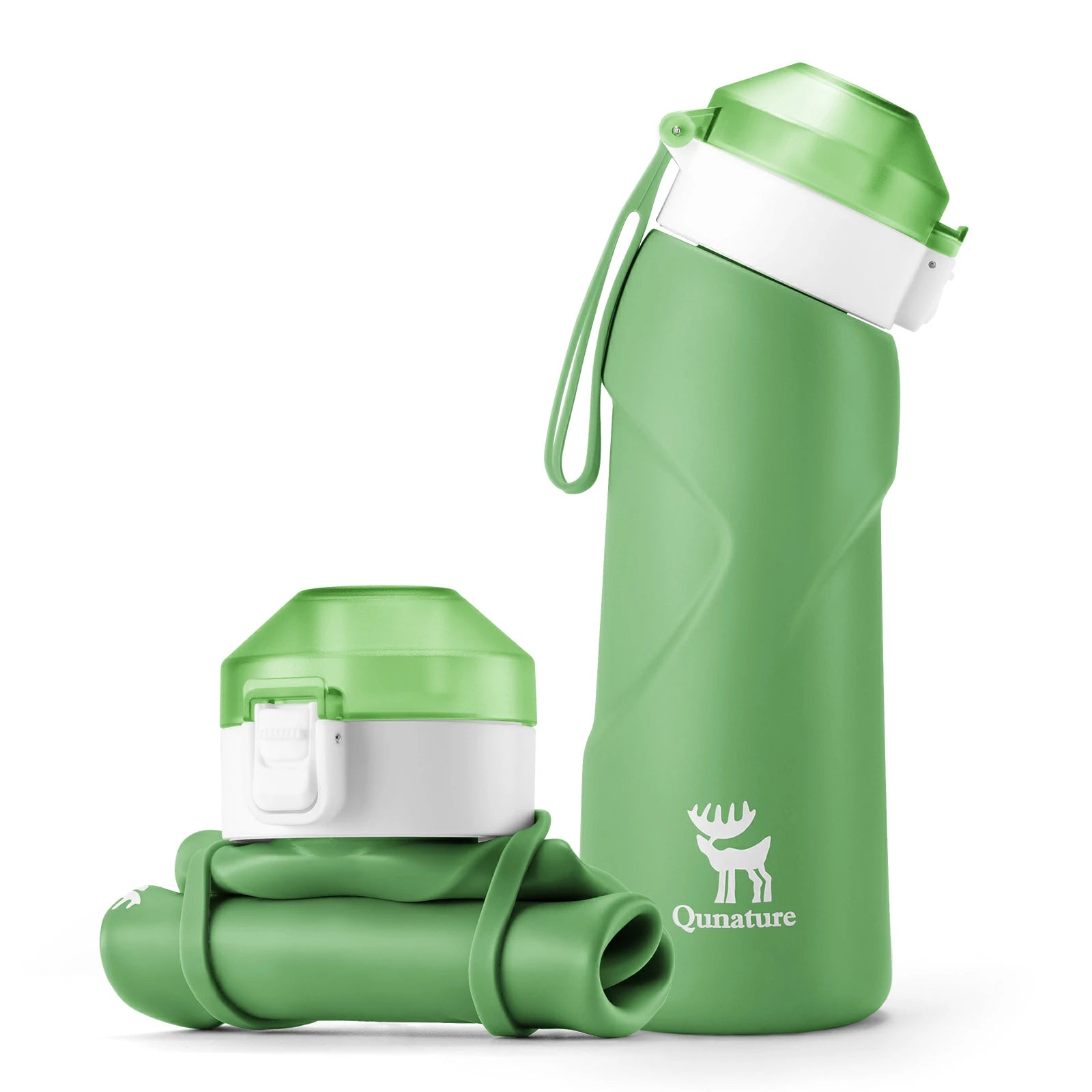 qunature 700 ml collapsible silicone water bottle #Color_Green