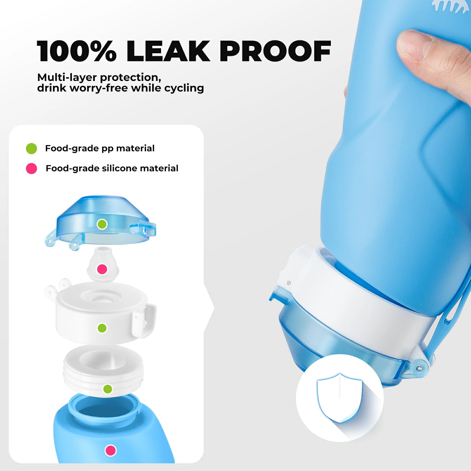 qunature 700 ml collapsible silicone water bottle