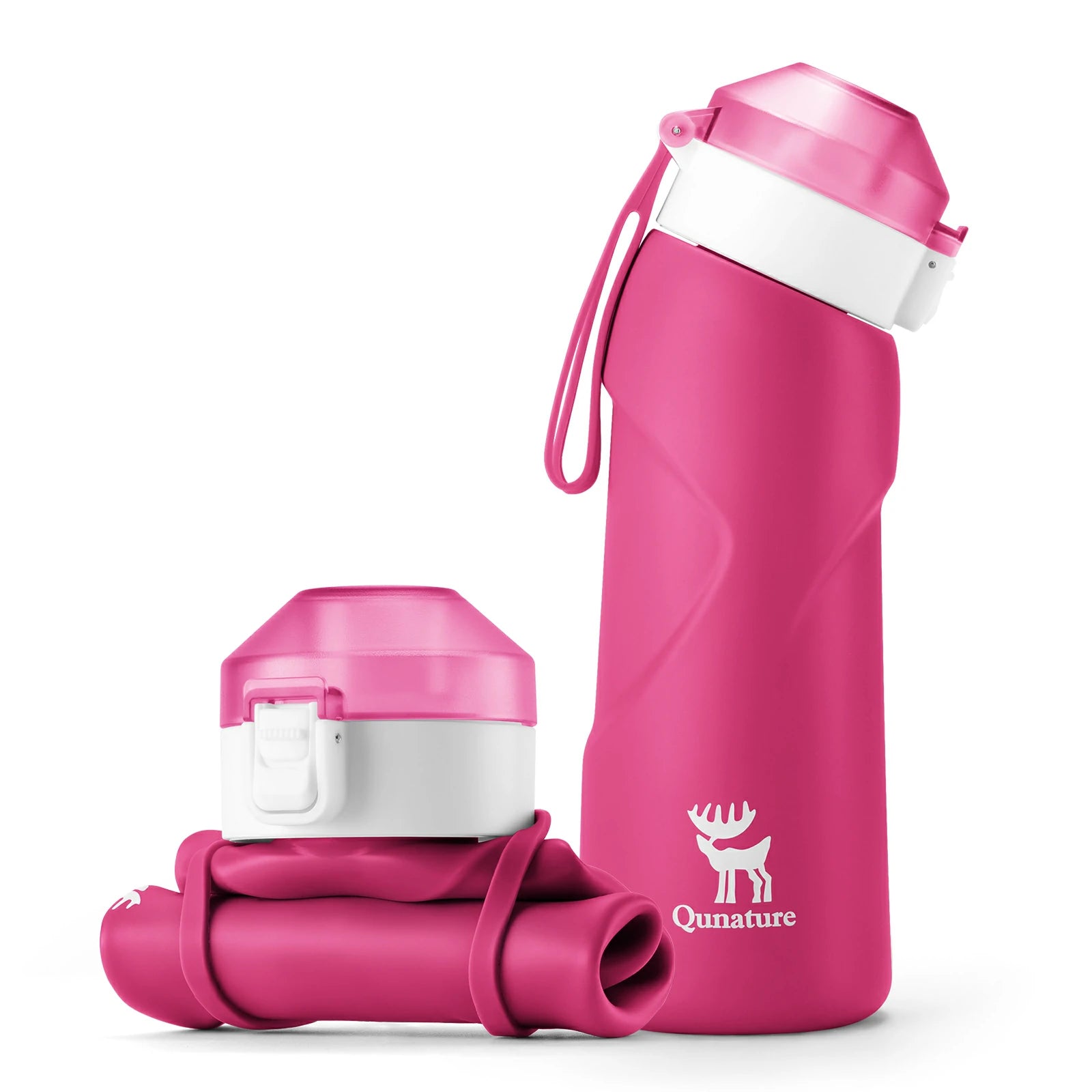 qunature 700 ml collapsible silicone water bottle #Color_Pink
