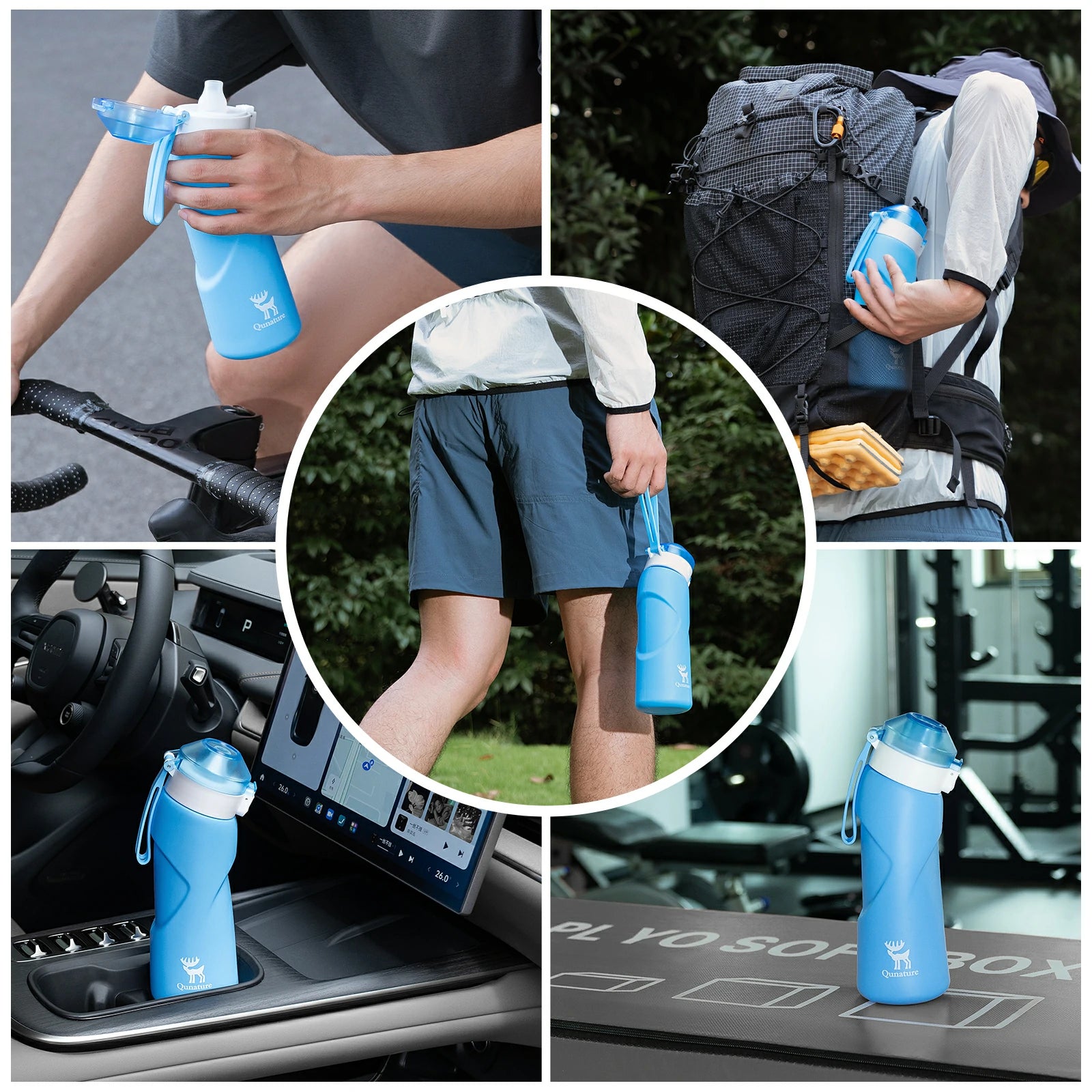 qunature 700 ml collapsible silicone water bottle