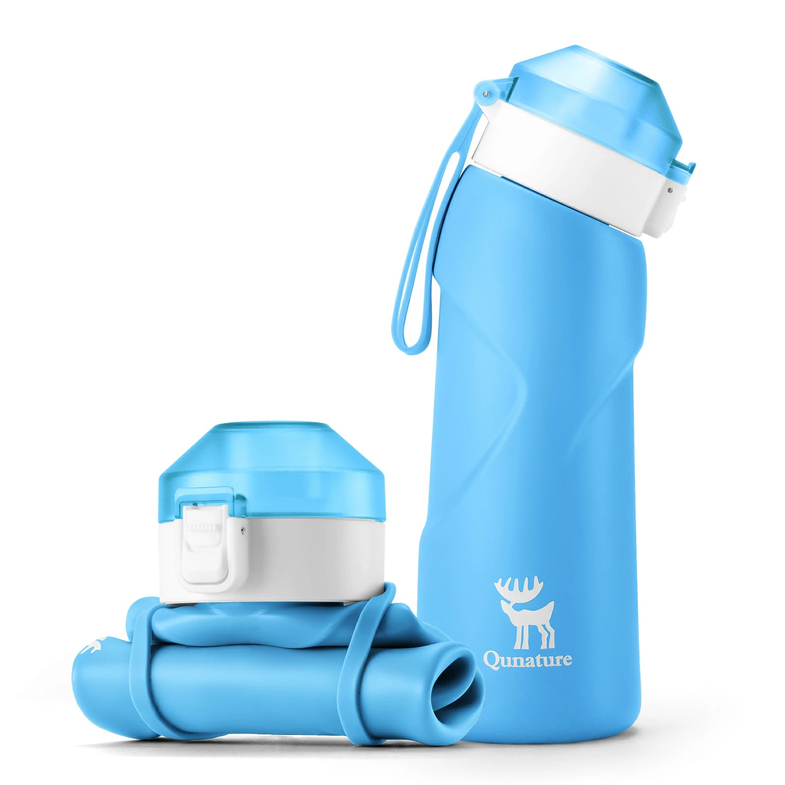 qunature 700 ml collapsible silicone water bottle #Color_Blue