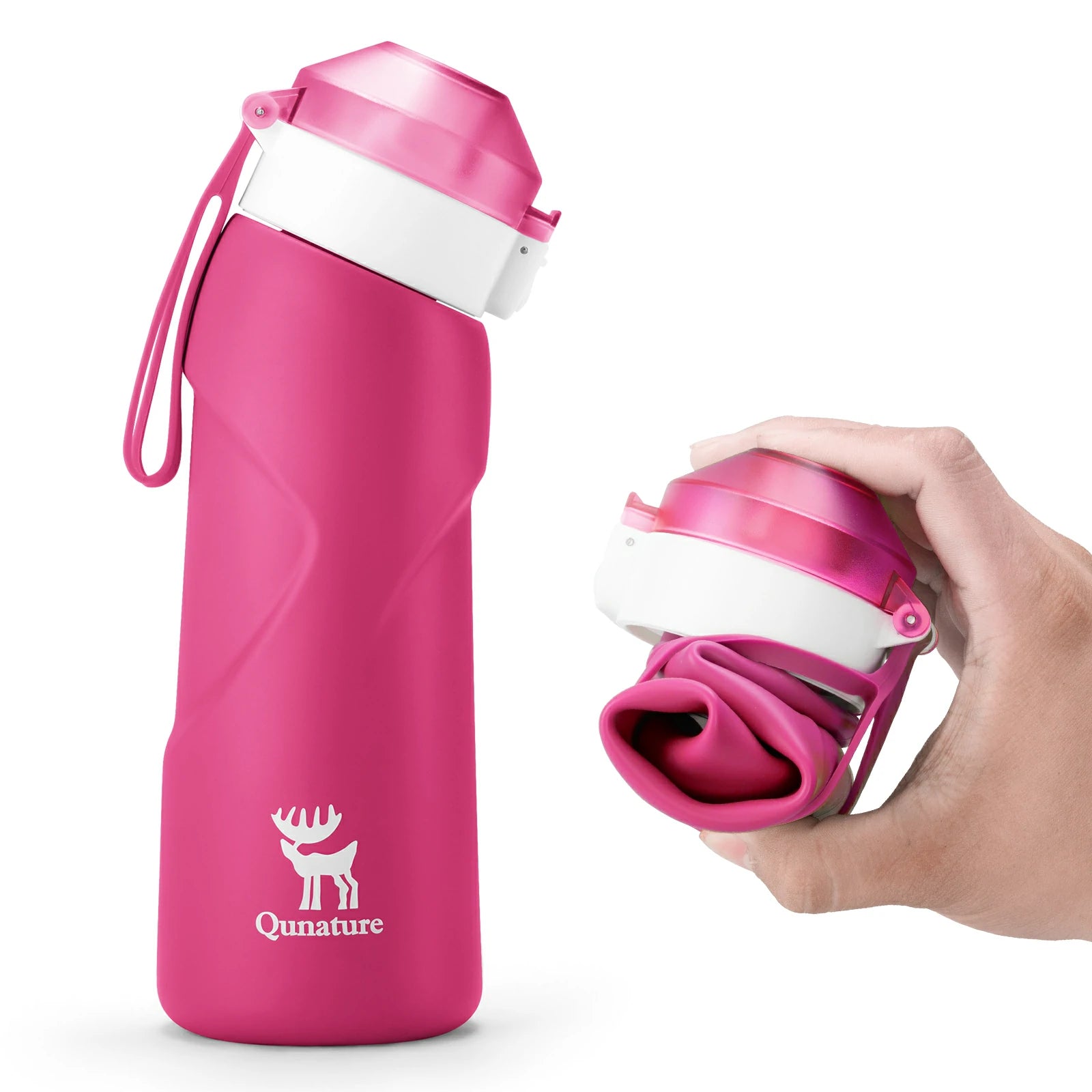 qunature 700 ml collapsible silicone water bottle #Color_Pink
