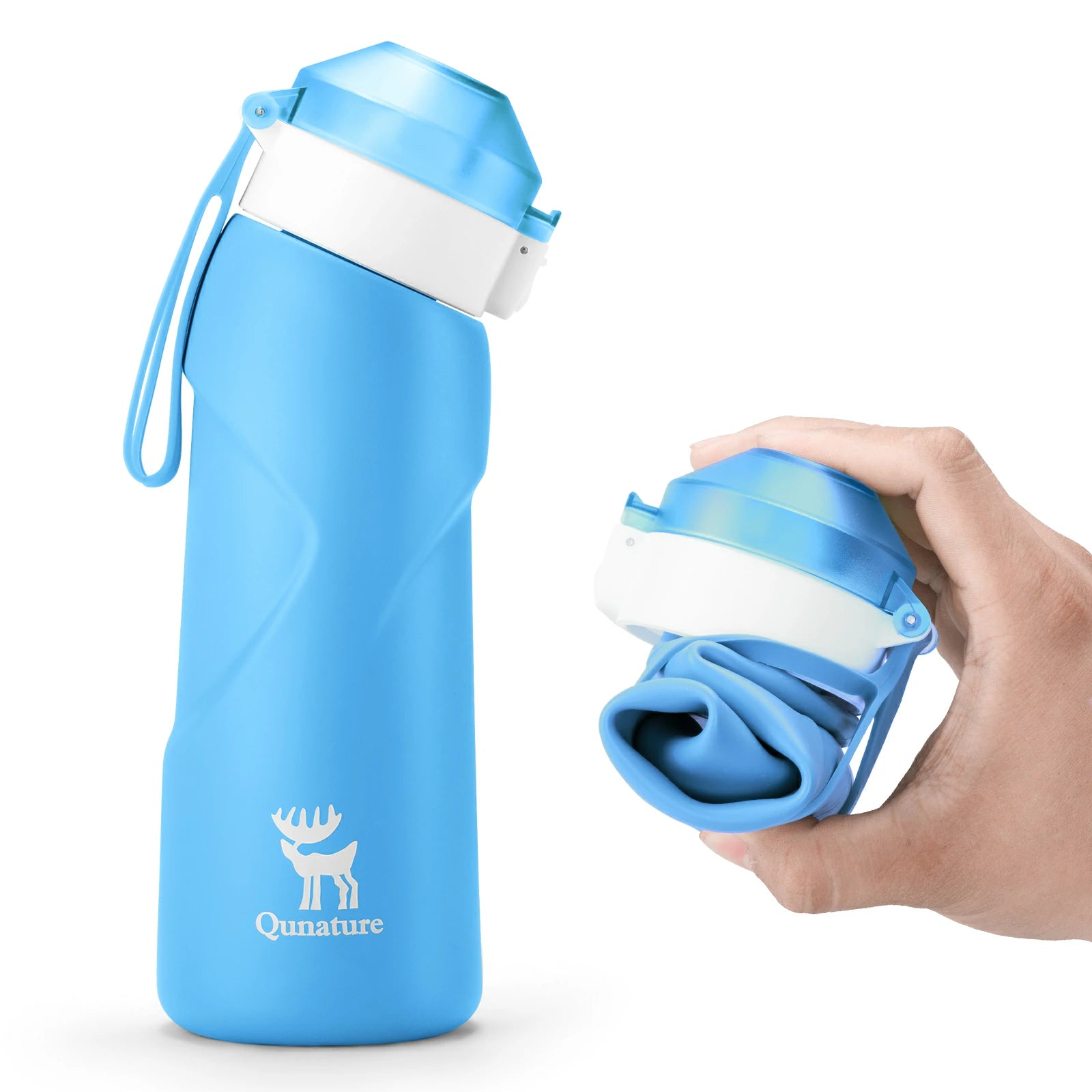 qunature 700 ml collapsible silicone water bottle #Color_Blue