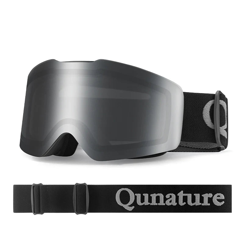 frameless ski goggles with uv400 anti-fog protection#Strap color_Black