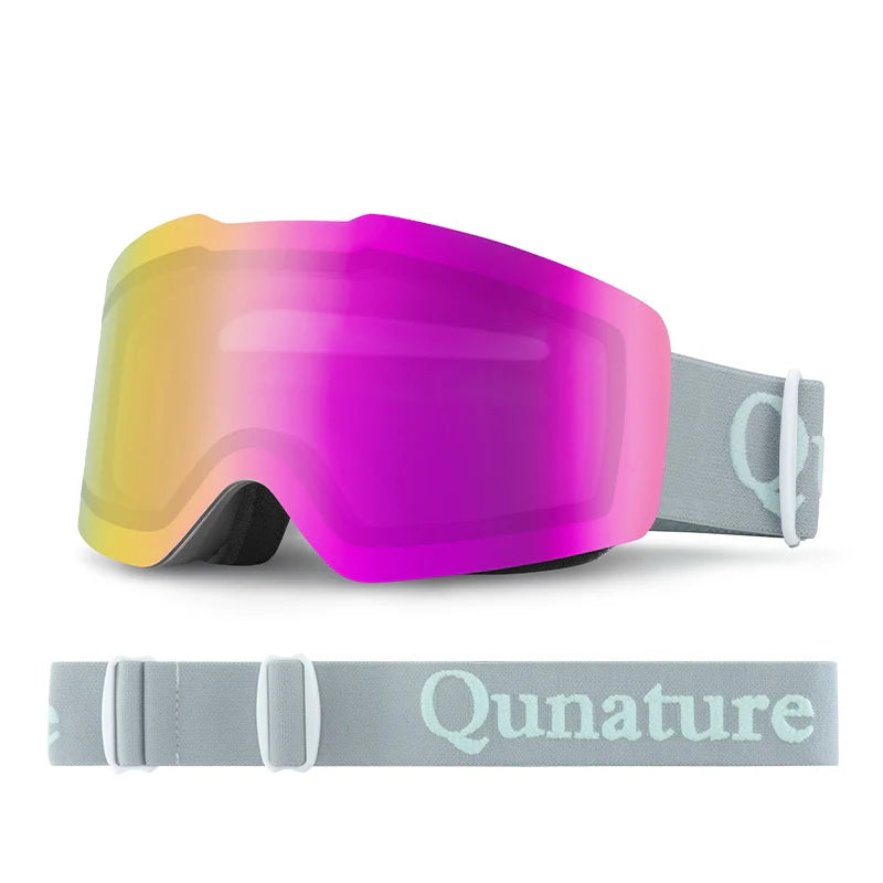 frameless ski goggles with uv400 anti-fog protection#Strap color_Gery