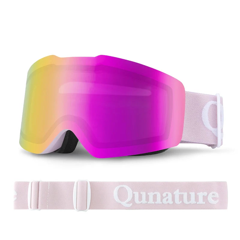 frameless ski goggles with uv400 anti-fog protection#Strap color_Pink